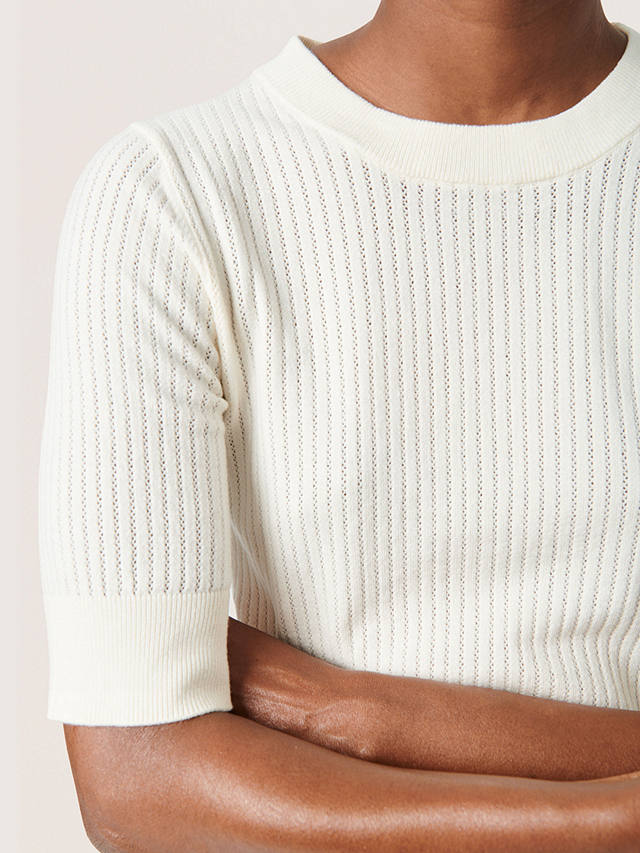 Soaked In Luxury Spina Textured Knit T-Shirt, Whisper White