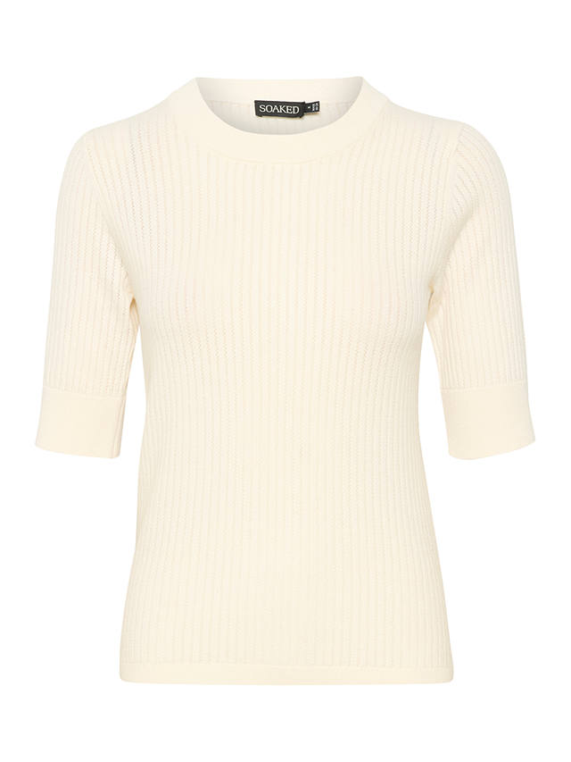 Soaked In Luxury Spina Textured Knit T-Shirt, Whisper White