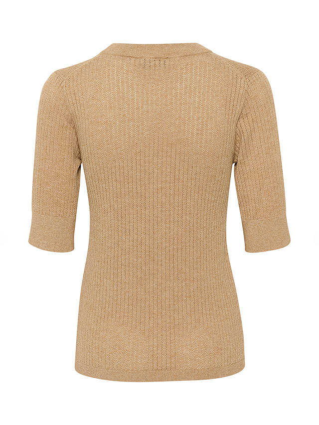 Soaked In Luxury Spina Textured Knit T-Shirt, Kelp Melange
