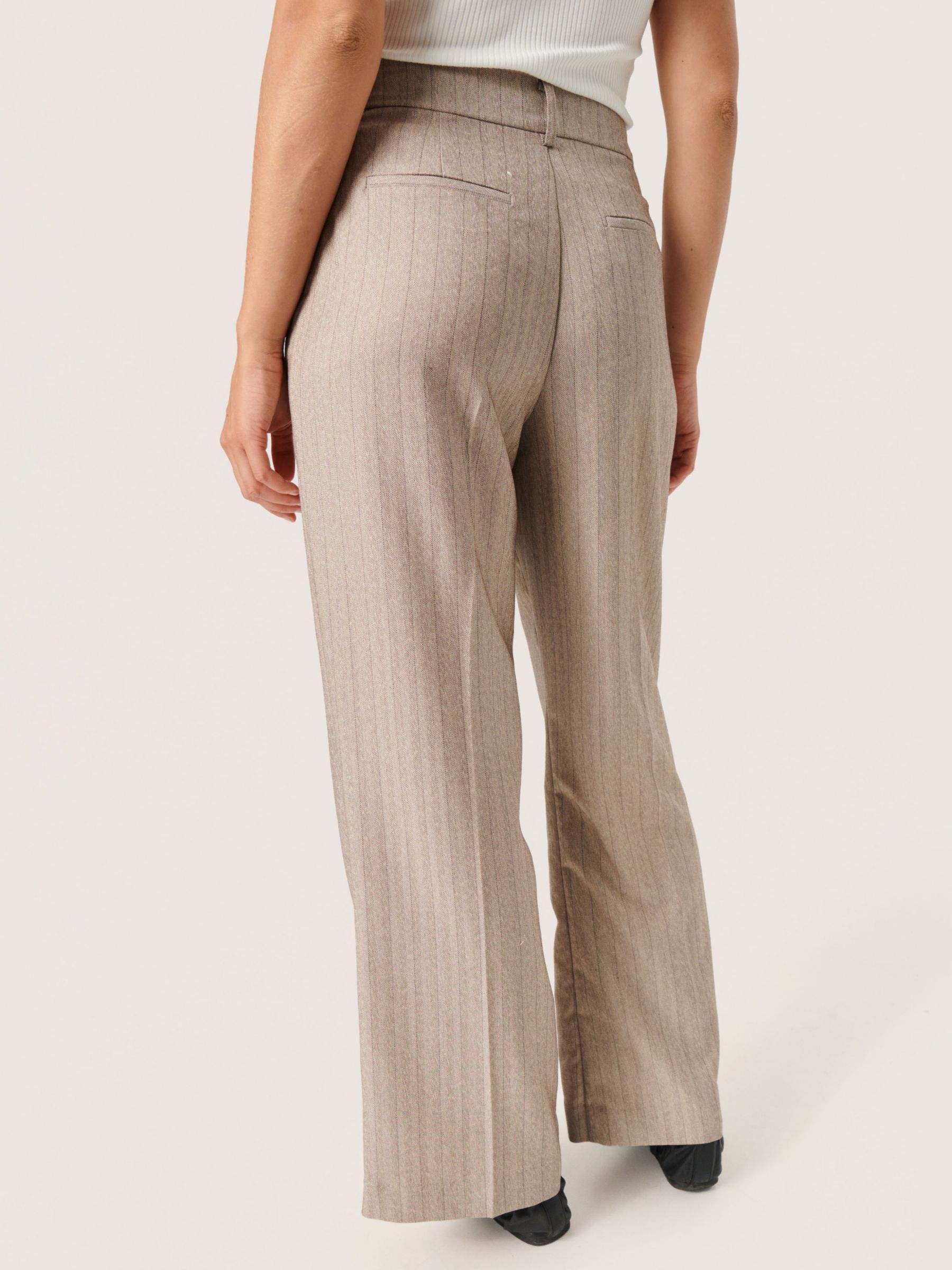 Buy Soaked In Luxury Charvi Pinstripe Wide Leg Trousers, Beige Online at johnlewis.com