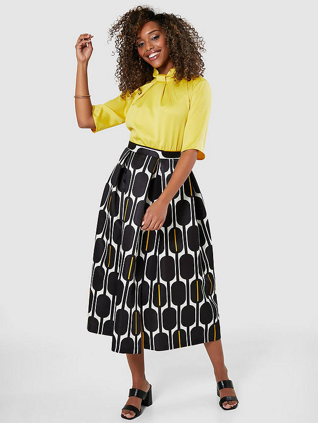 Closet London Full Skirt Midi Dress, Yellow/Multi
