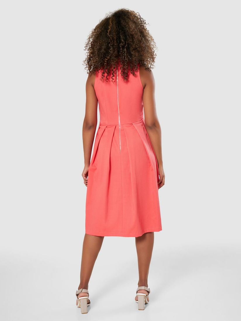 Coral pleated deals midi dress