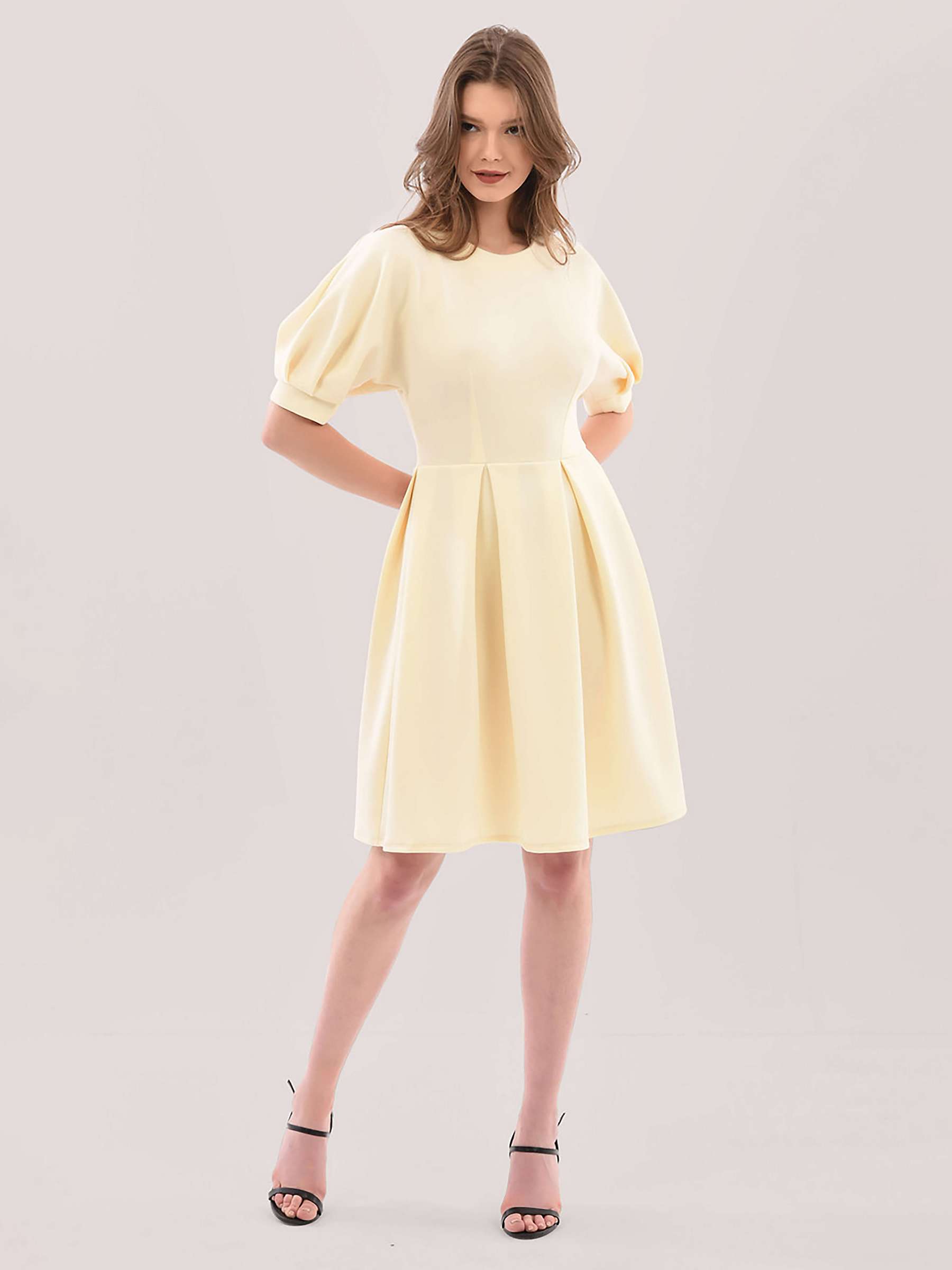 Buy Closet London Kimono Puff Sleeve Full Skirt Dress, Cream Online at johnlewis.com