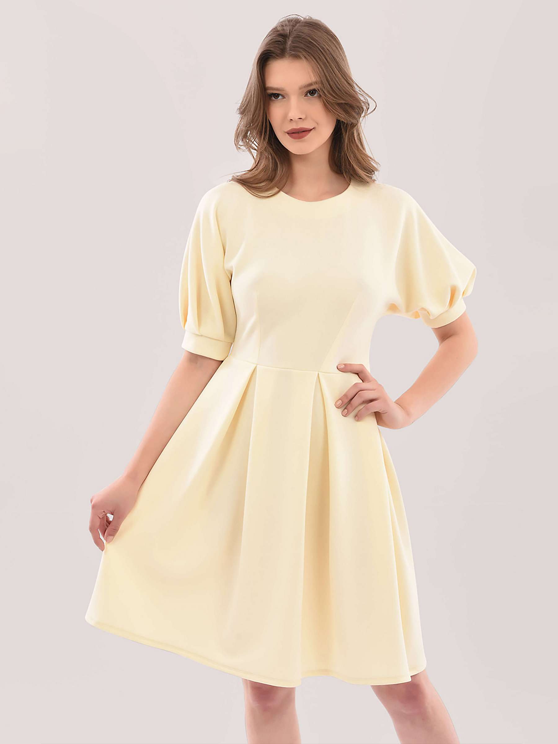 Buy Closet London Kimono Puff Sleeve Full Skirt Dress, Cream Online at johnlewis.com