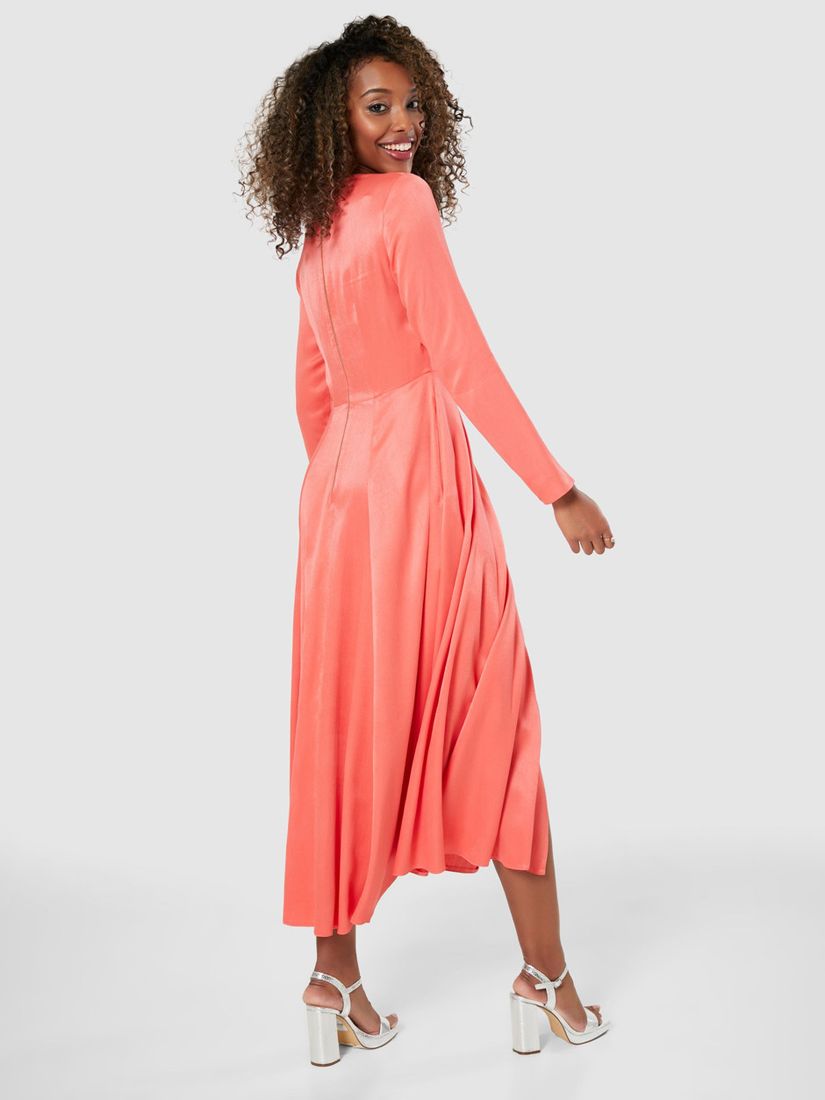 Buy Closet London Satin Midi Dress, Coral Online at johnlewis.com