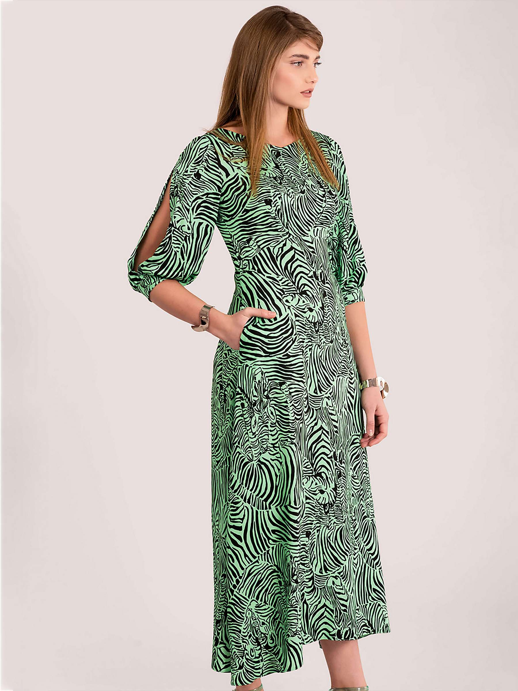 Buy Closet London Split Sleeve A-Line Midi Dress, Green Online at johnlewis.com