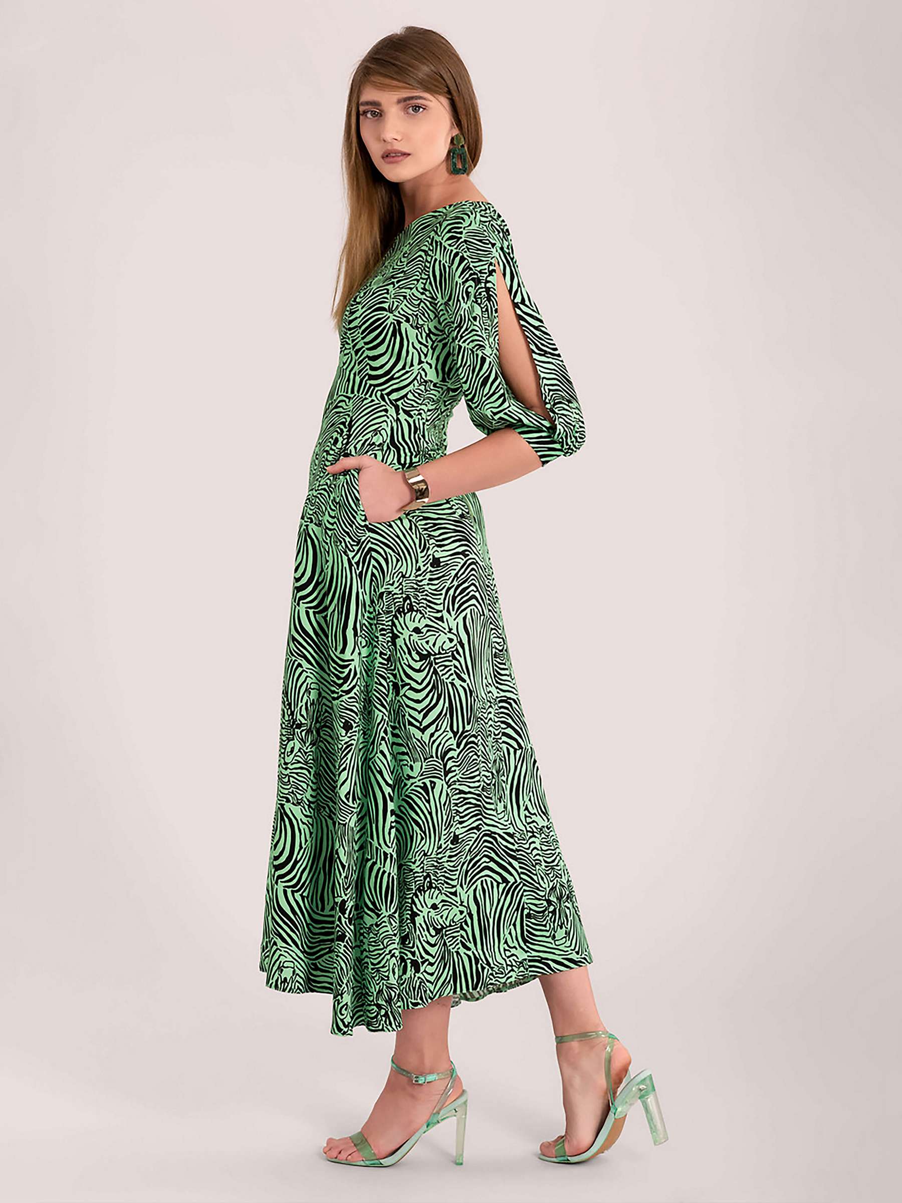 Buy Closet London Split Sleeve A-Line Midi Dress, Green Online at johnlewis.com