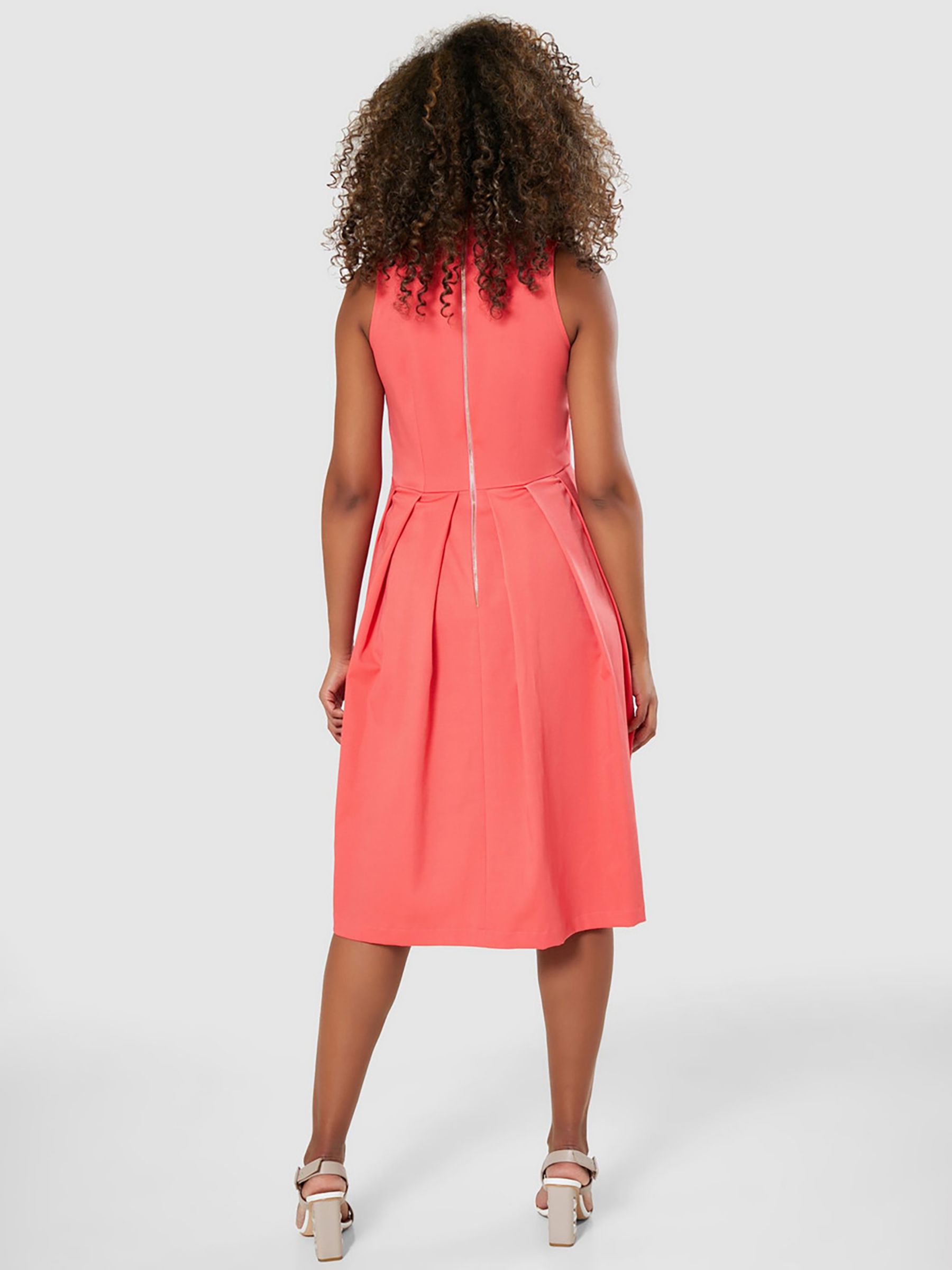 Buy Closet London Pleated V-Neck Dress, Coral Online at johnlewis.com