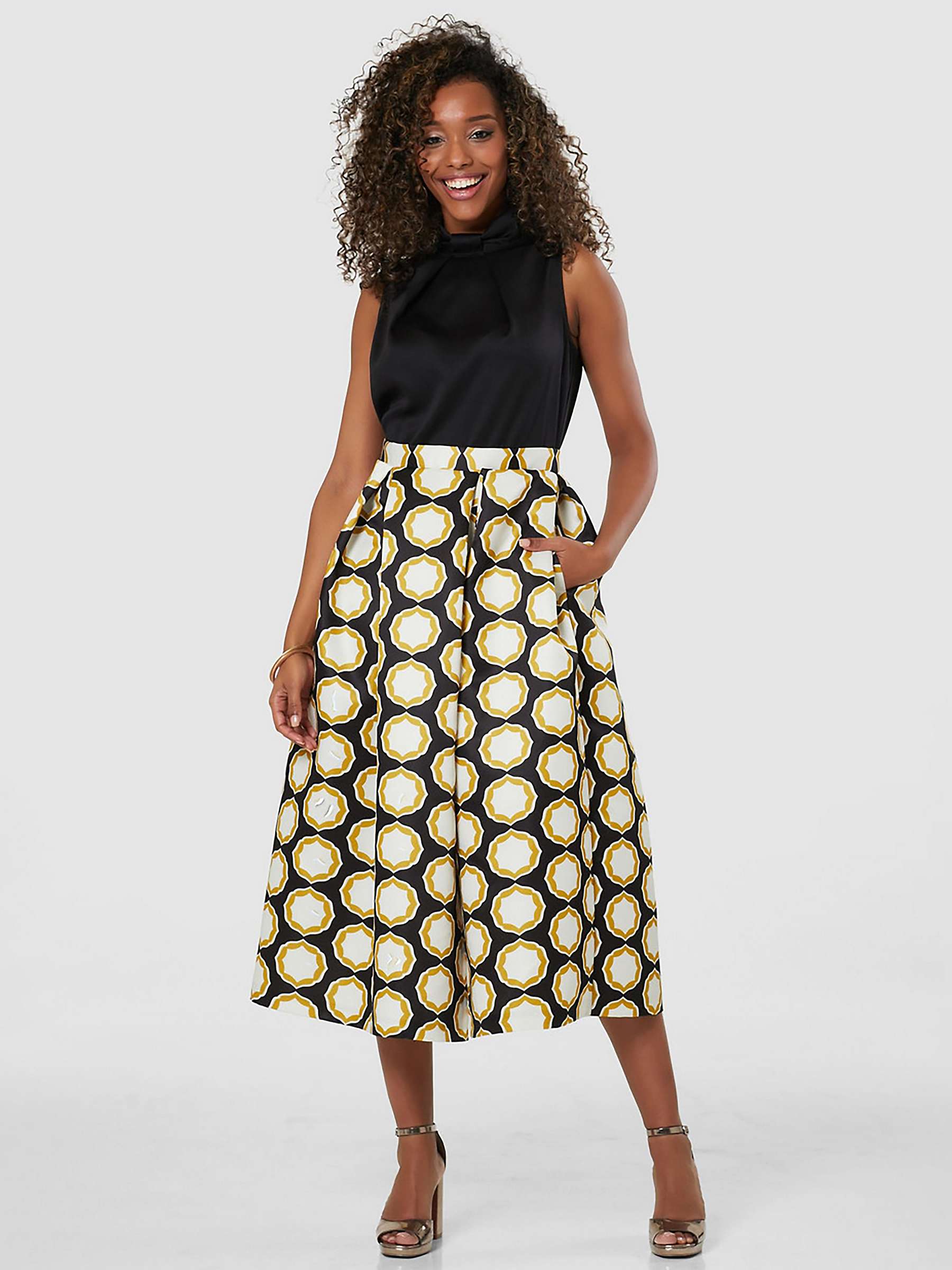 Buy Closet London 2-in-1 Full Skirt Print Midi Dress, Black/Multi Online at johnlewis.com