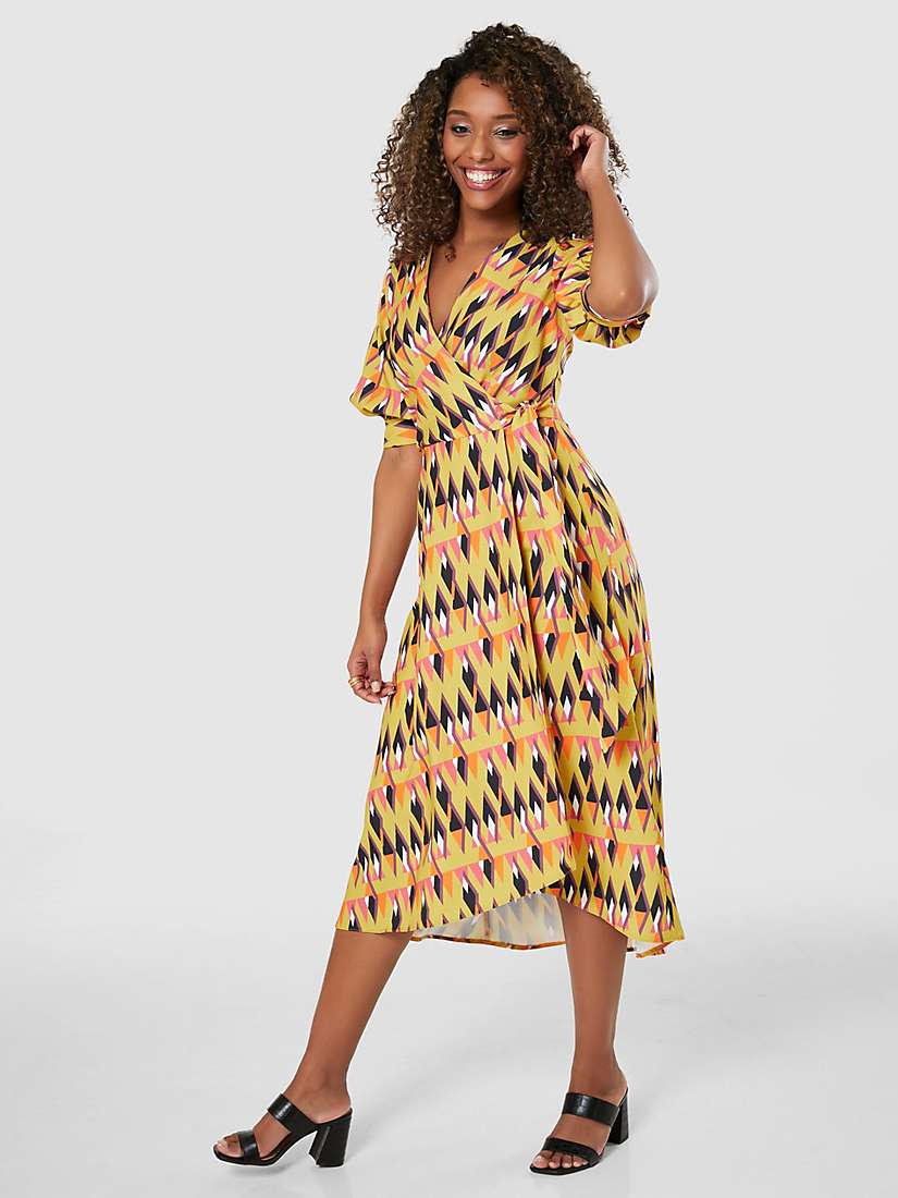 Buy Closet London Puff Sleeve Midi Dress, Yellow/Multi Online at johnlewis.com