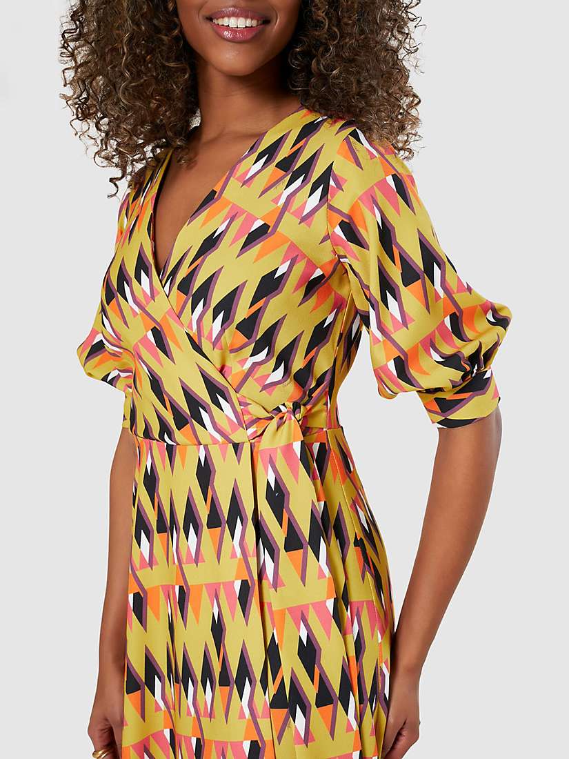 Buy Closet London Puff Sleeve Midi Dress, Yellow/Multi Online at johnlewis.com