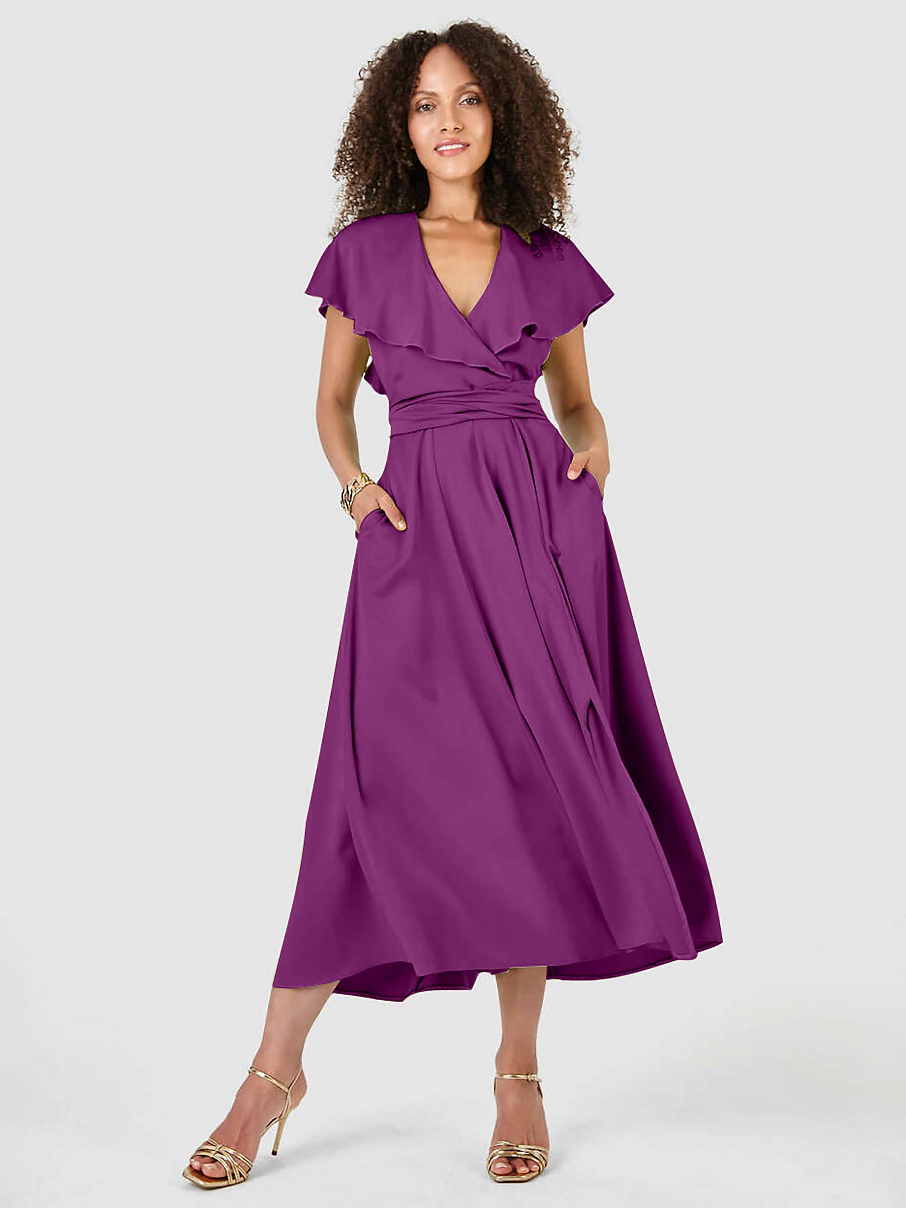Buy Closet London Full Skirt Midi Dress, Magenta Online at johnlewis.com