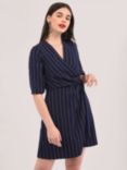 Closet London Stripe Wrap Mini Dress, Navy