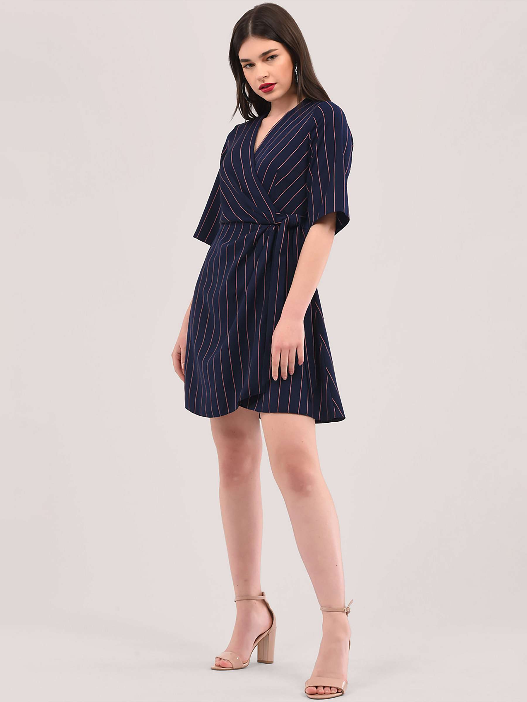 Buy Closet London Stripe Wrap Mini Dress, Navy Online at johnlewis.com