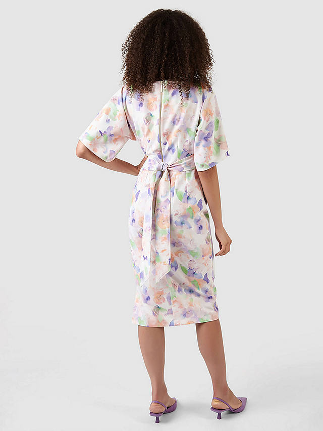 Closet London Kimono Side Split Midi Dress, Ivory/Multi