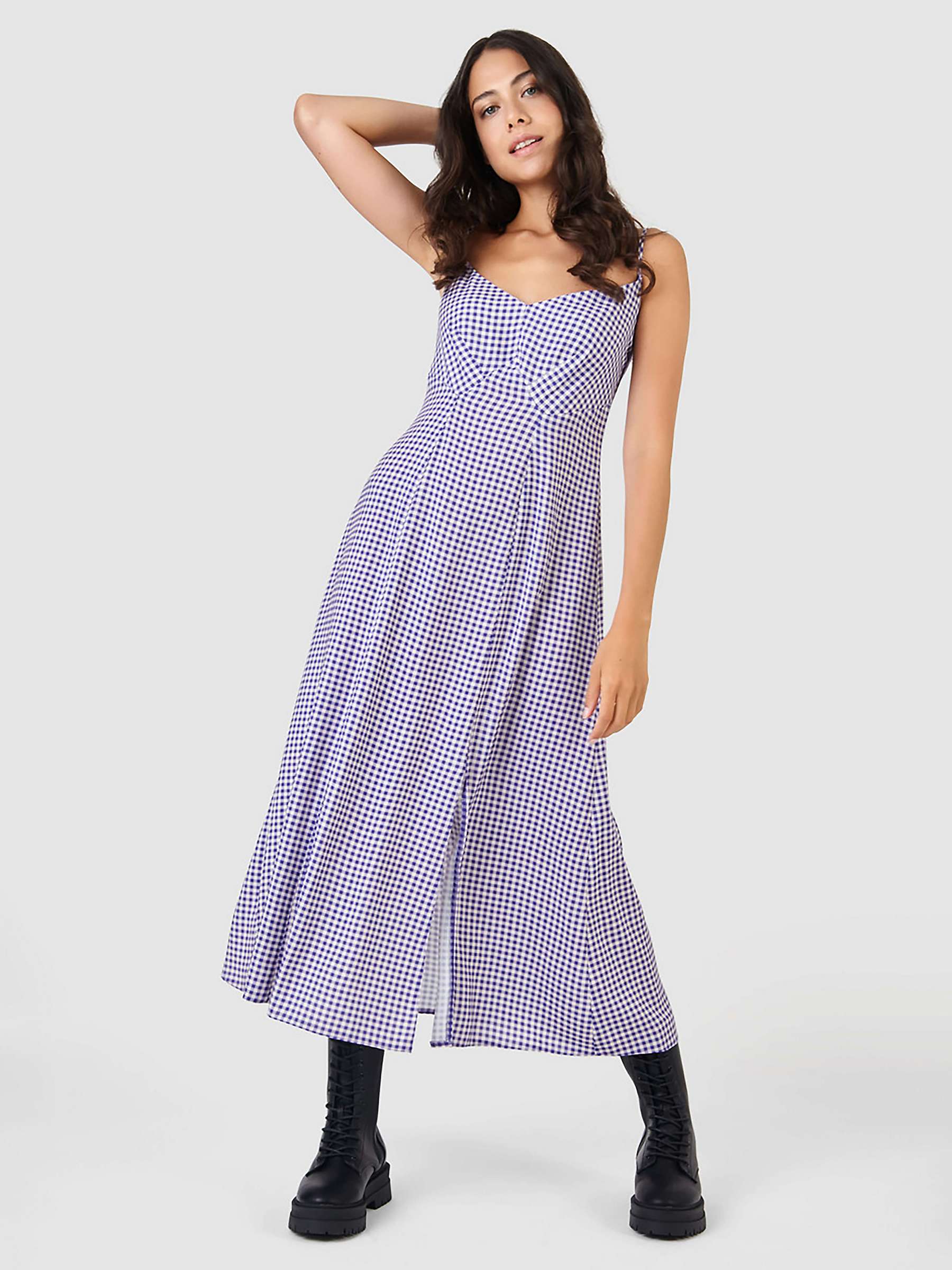 Buy Closet London Gingham Print Cami Midi Dress, Purple Online at johnlewis.com