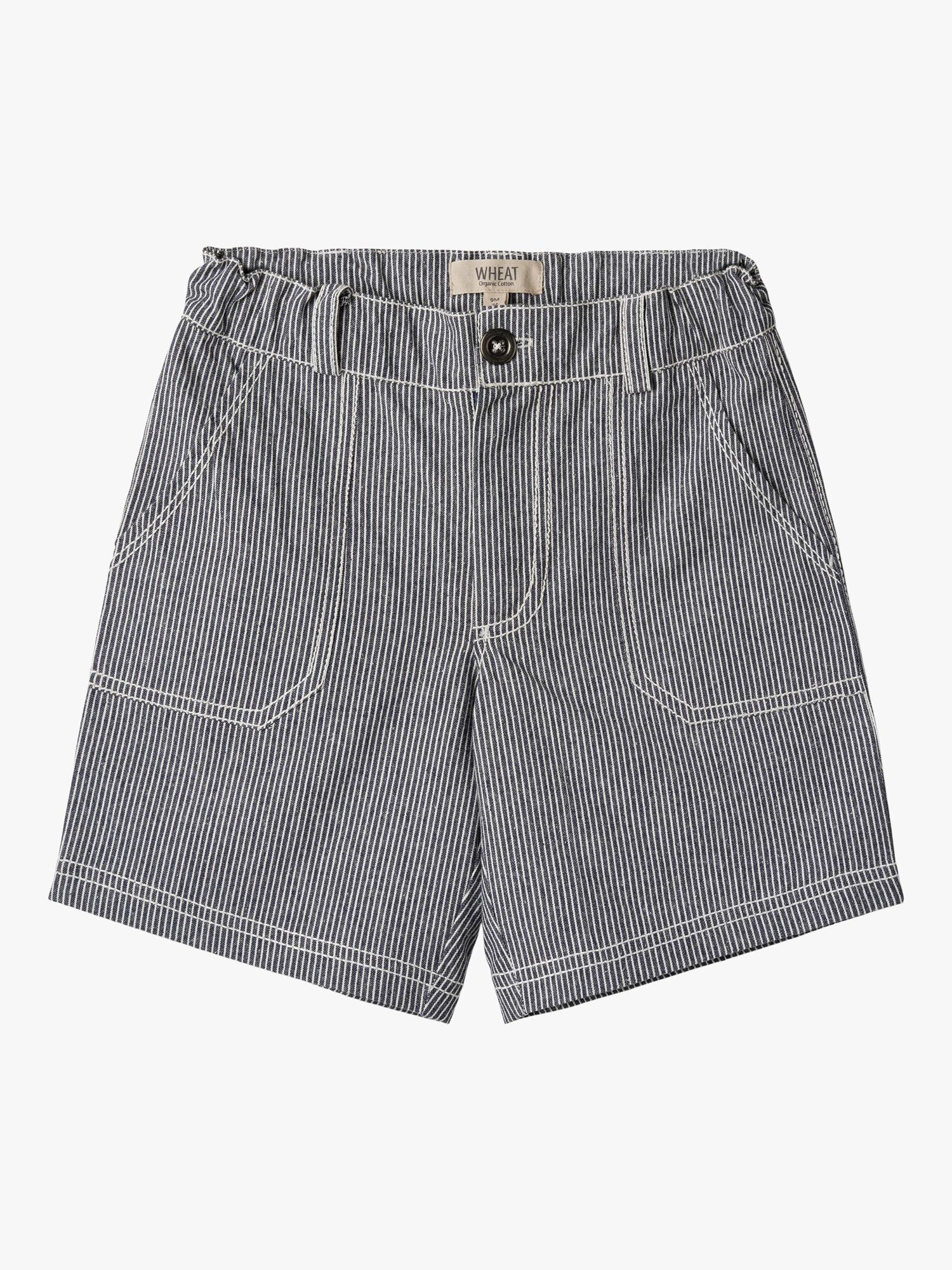 WHEAT Kids' Pelle Striped Shorts, Blue/White, 8 years
