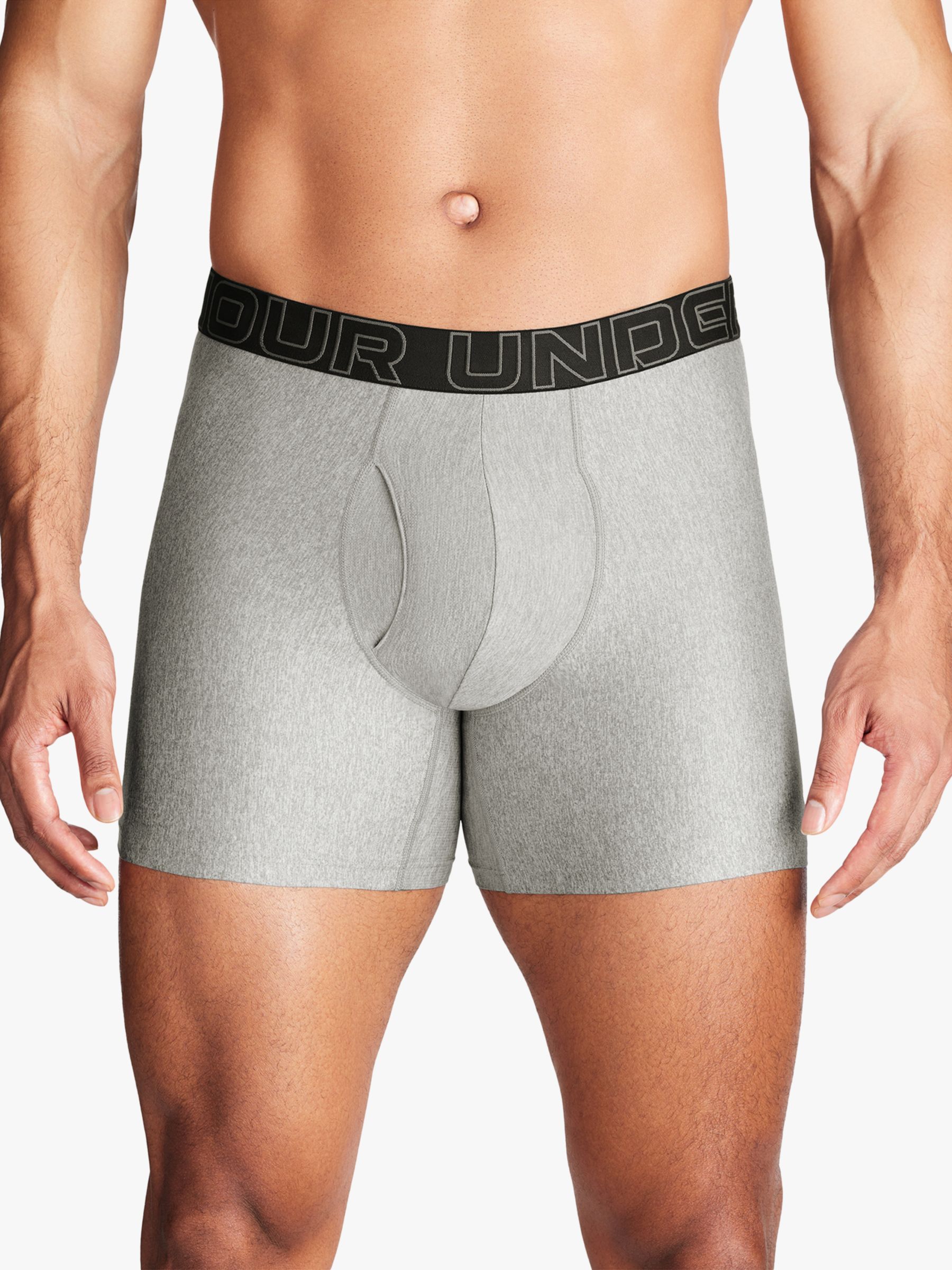 Under Armour Tech 6" Boxers, Pack of 3, Black/Grey/Charcoal, S