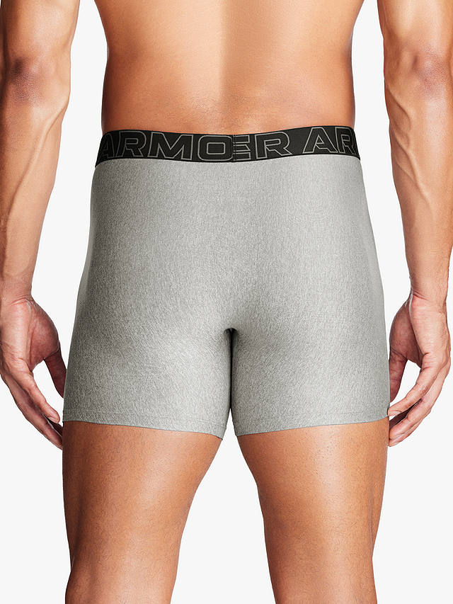 Under Armour Tech 6" Boxers, Pack of 3, Black/Grey/Charcoal