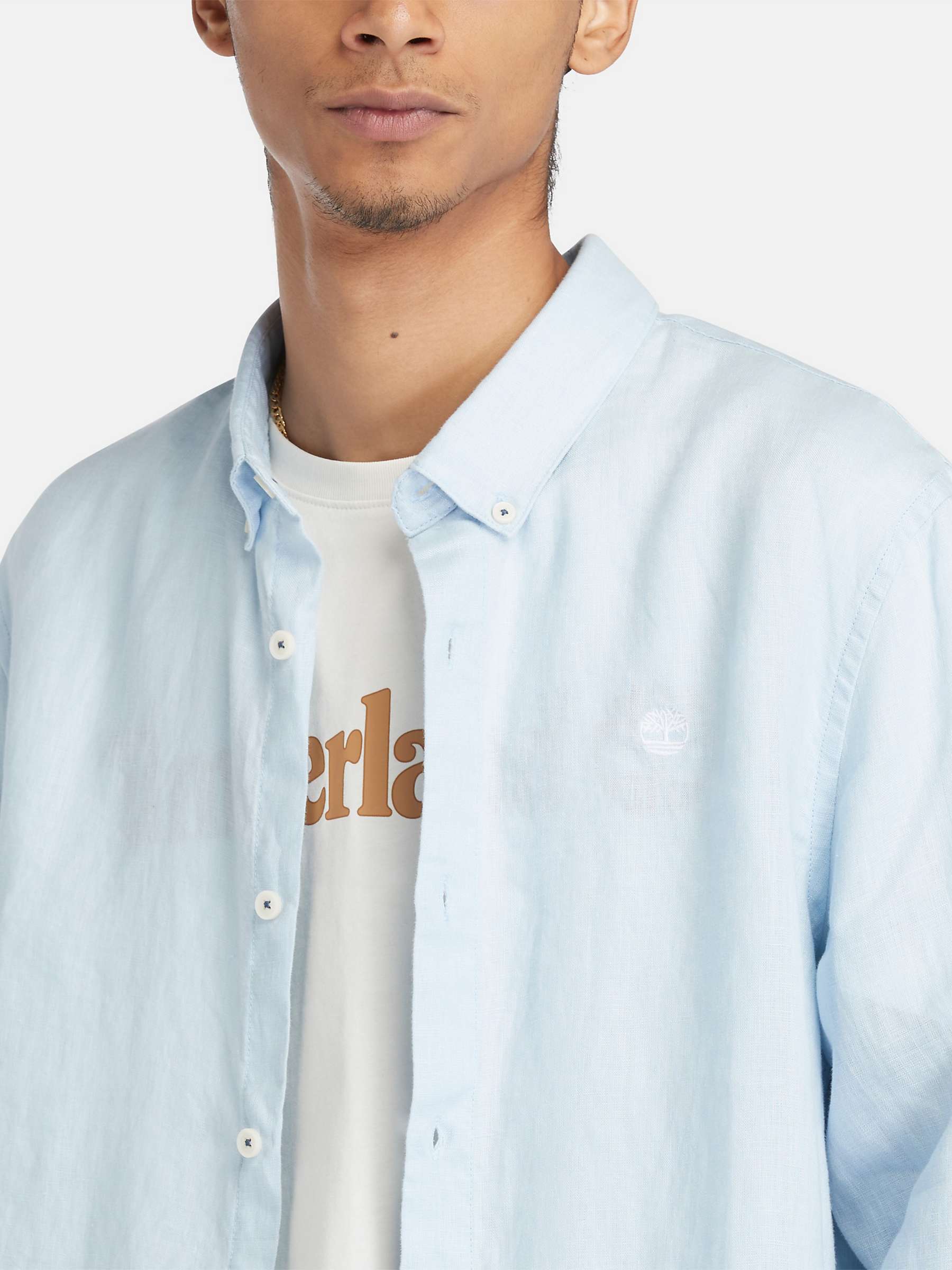 Buy Timberland Linen Long Sleeve Slim Shirt, Blue Online at johnlewis.com