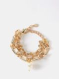 Mint Velvet Chunky Double Layered Faux Pearl Bracelet, Gold