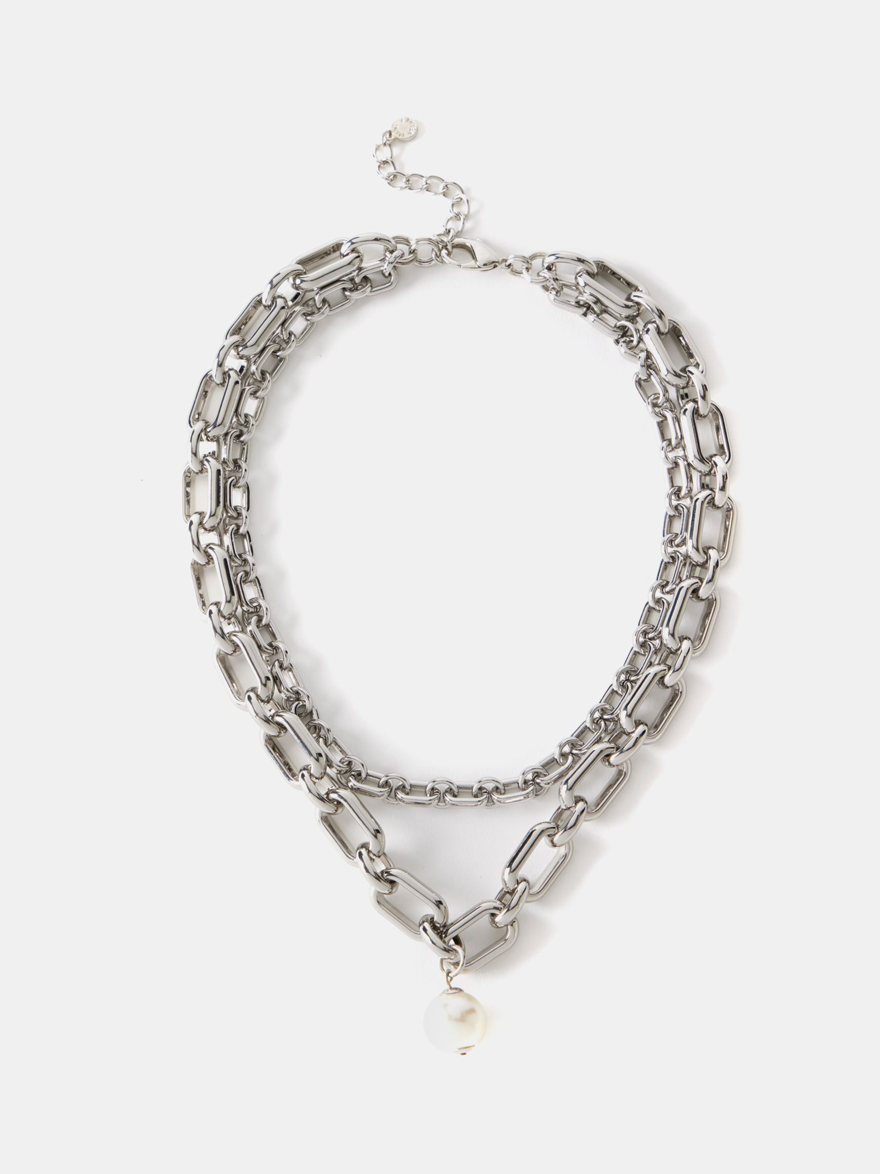 Mint Velvet Chunky Double Layered Necklace, Silver, One Size