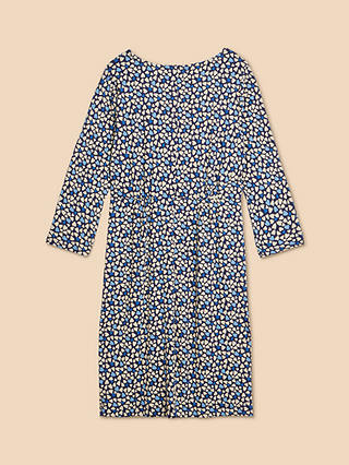 White Stuff Petite Tallie Heart Print Shift Dress, Blue/Multi