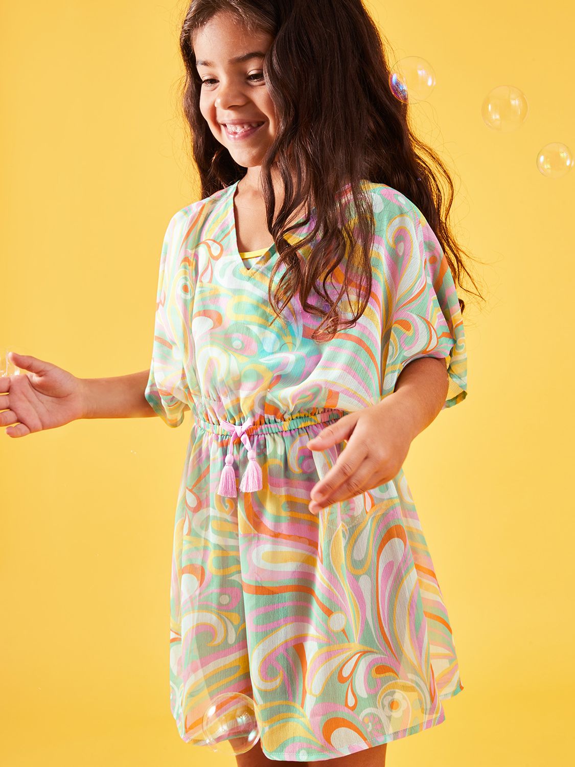 Accessorize Kids' Swirl Dress, Multi, 3-4 years