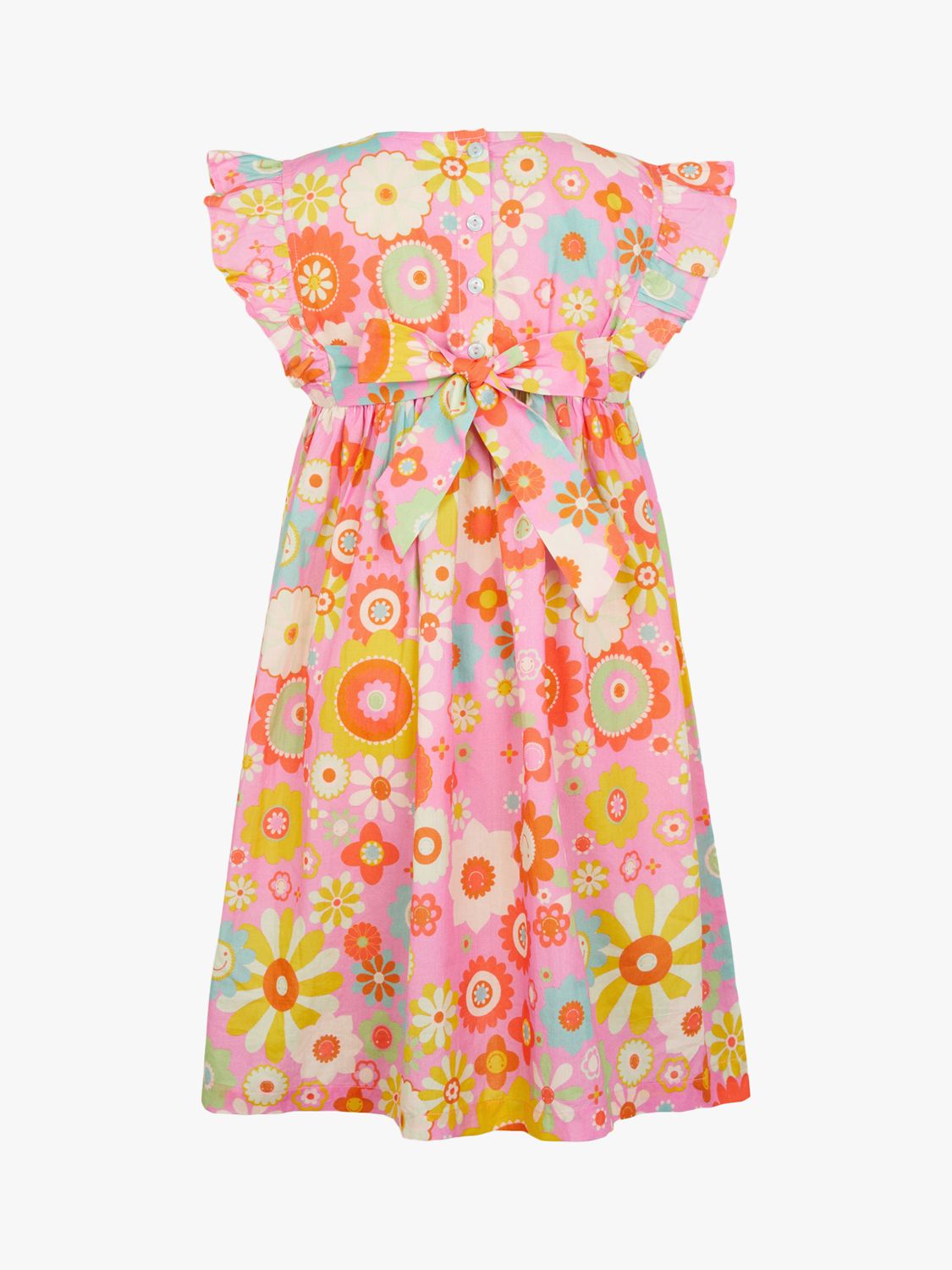 Angels by Accessorize Kids' Boho Floral Print Short Sleeve Dress, Pink/Multi, 3-4 years