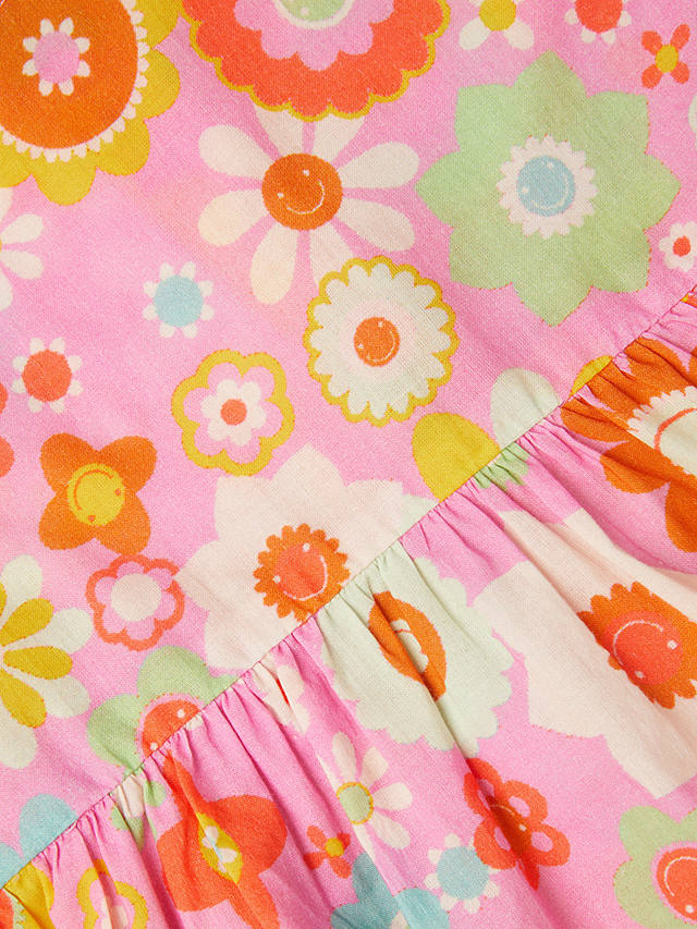 Angels by Accessorize Kids' Boho Floral Print Short Sleeve Dress, Pink/Multi