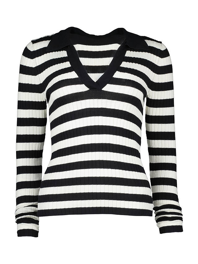Baukjen Jheel Striped Rib Knit Top, Black/Soft White