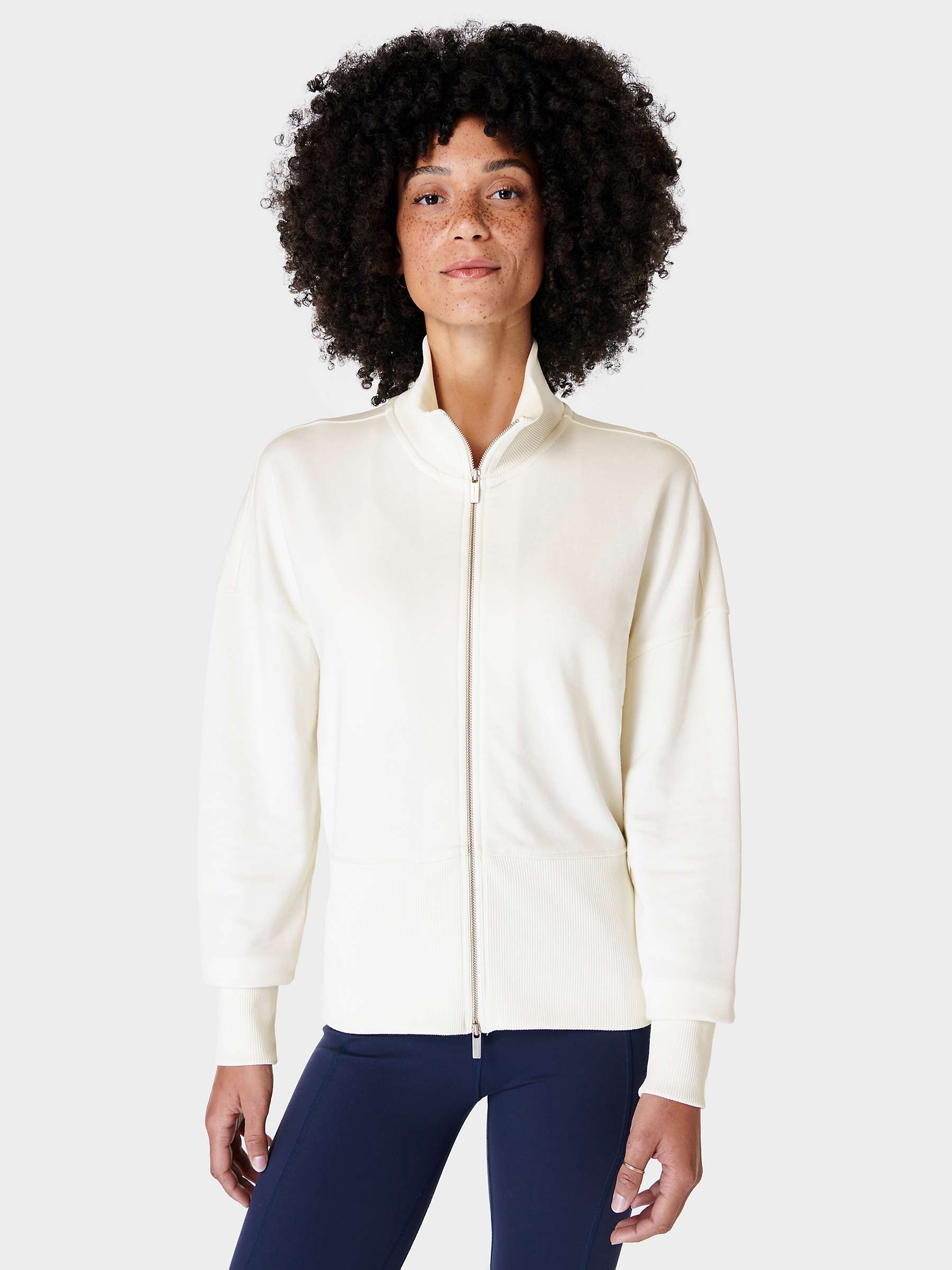Buy Sweaty Betty After Class Zip Up Sweatshirt, Lily White Online at johnlewis.com
