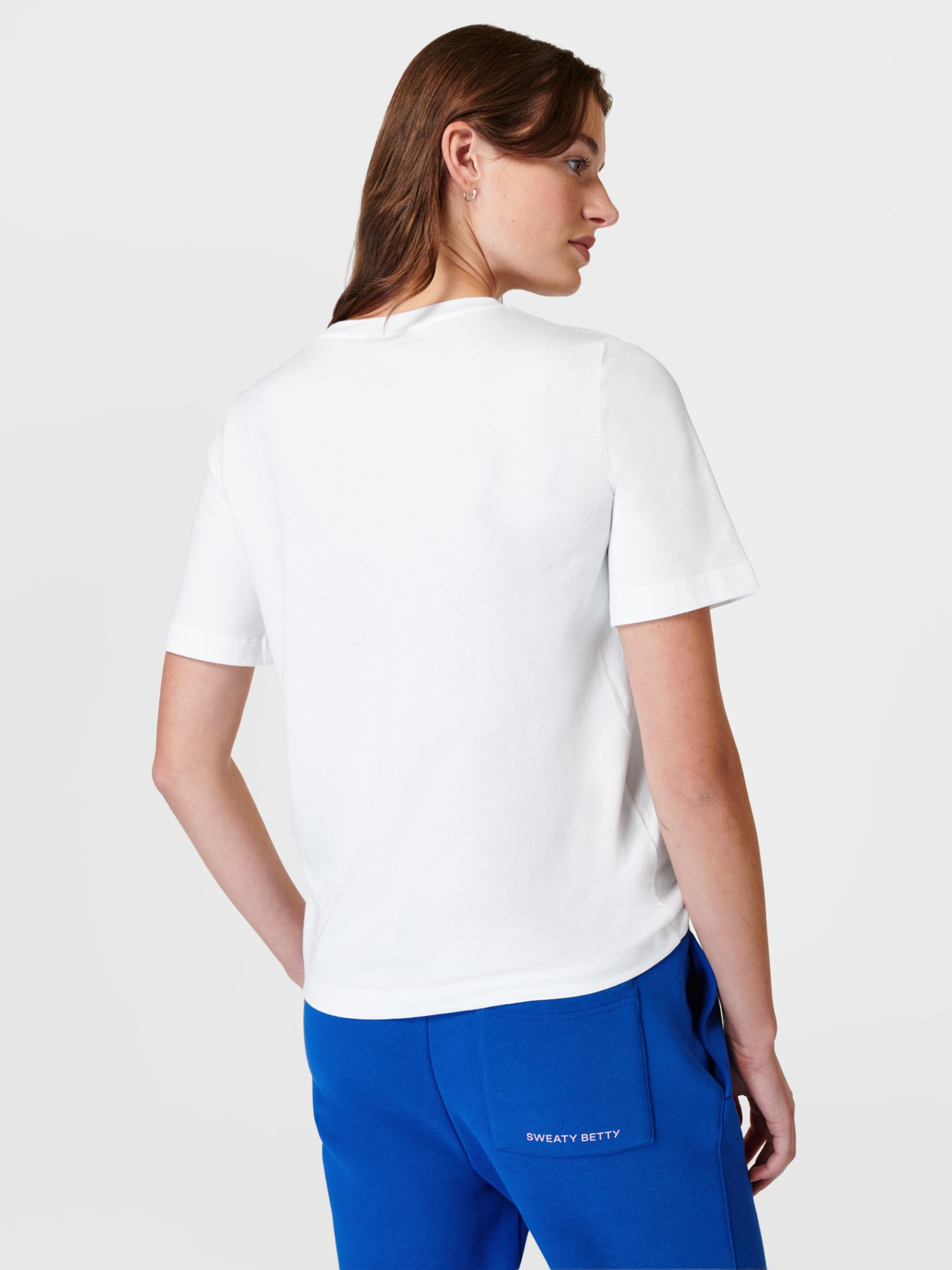 Sweaty Betty Essential Organic Cotton Blend Crew Neck T-Shirt, White, XXS