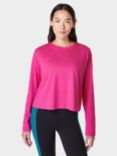 Sweaty Betty Essential Crop Long Sleeve T-Shirt, Beet Pink