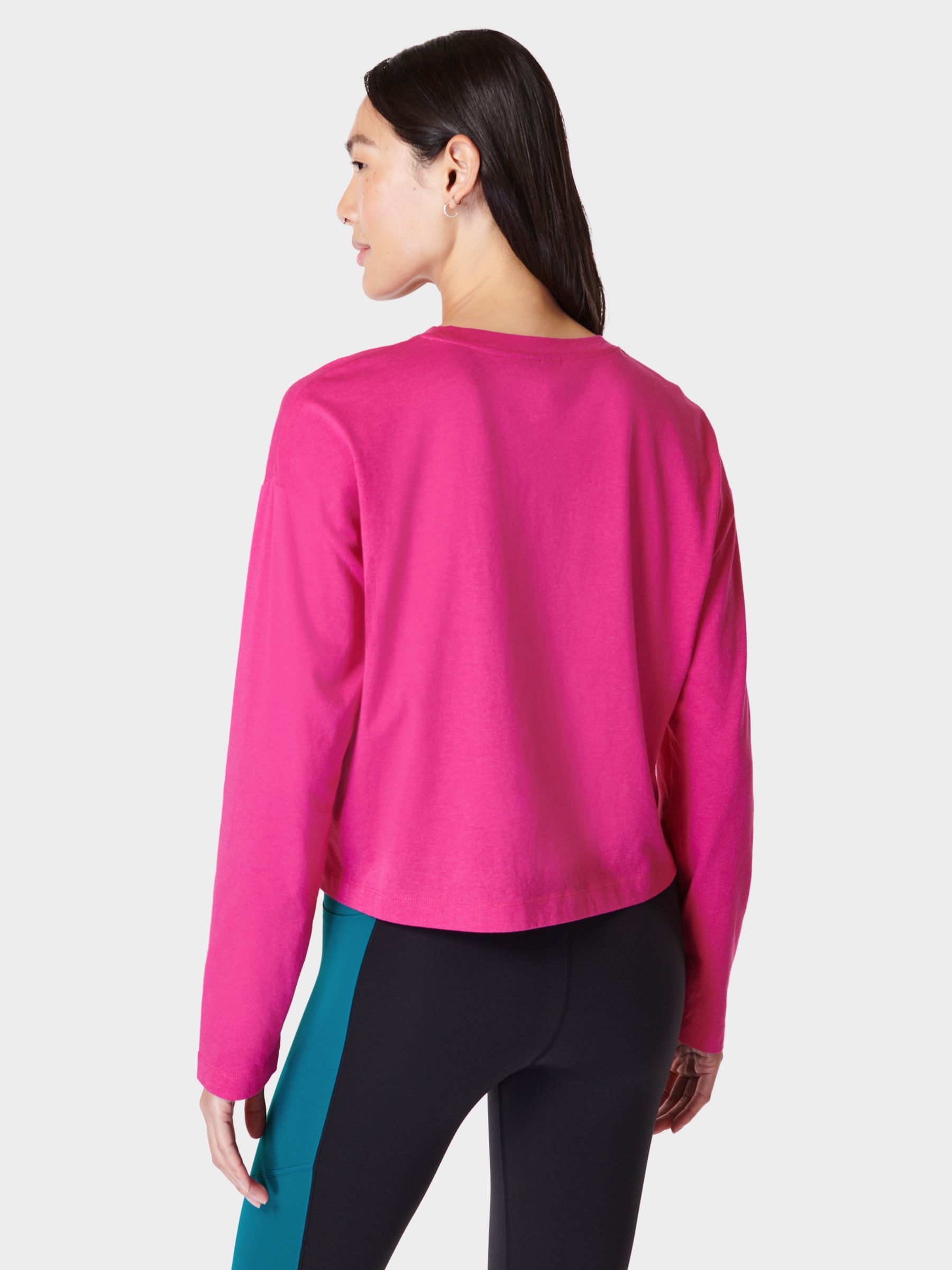 Sweaty Betty Essential Crop Long Sleeve T-Shirt, Beet Pink, XXS