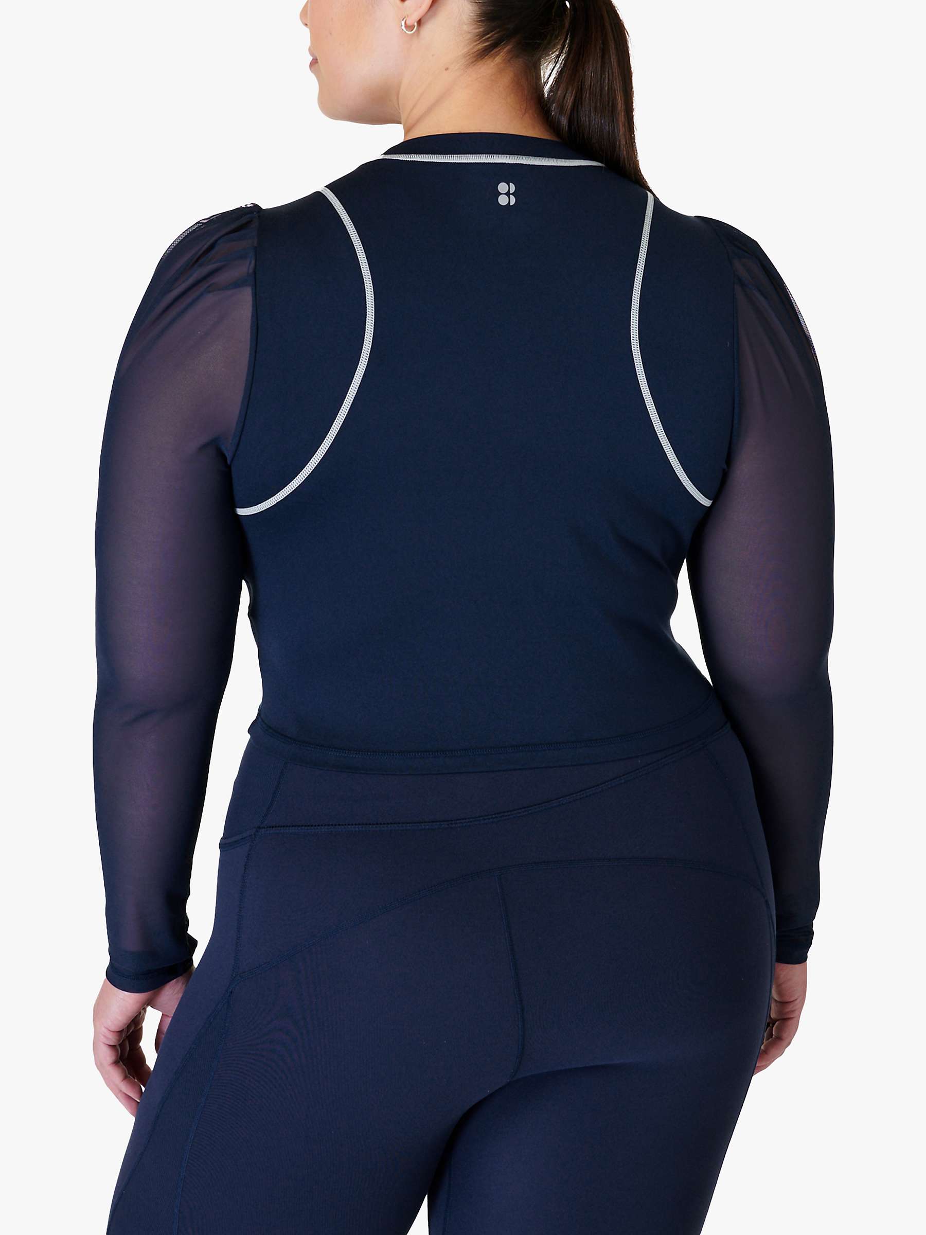 Buy Sweaty Betty Long Puff Sleeve Top, Navy Blue Online at johnlewis.com