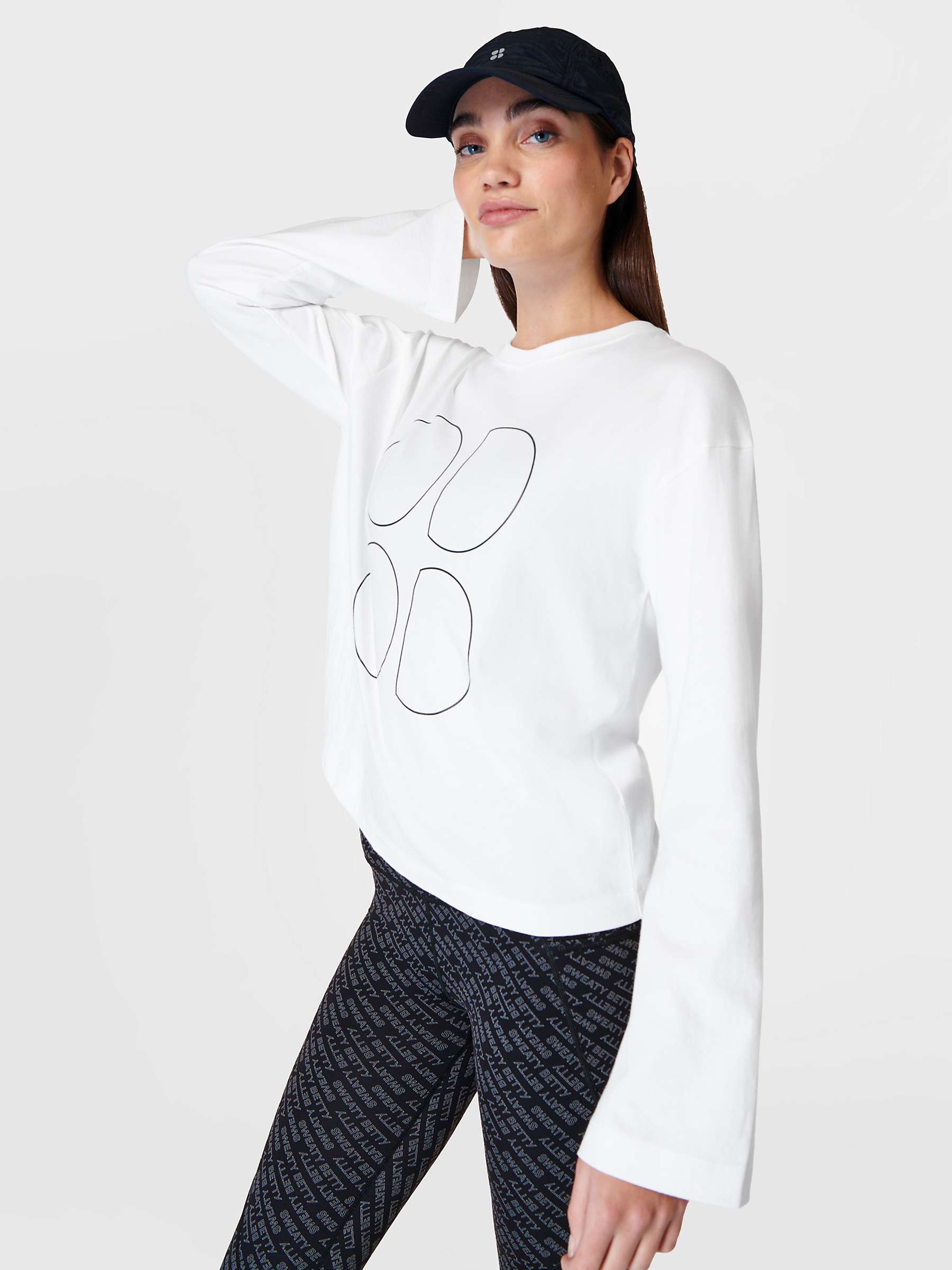 Buy Sweaty Betty Graphic Long Sleeve T-Shirt, White Online at johnlewis.com