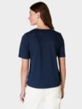 Sweaty Betty Essential Organic Cotton Blend V-Neck T-Shirt, Navy Blue