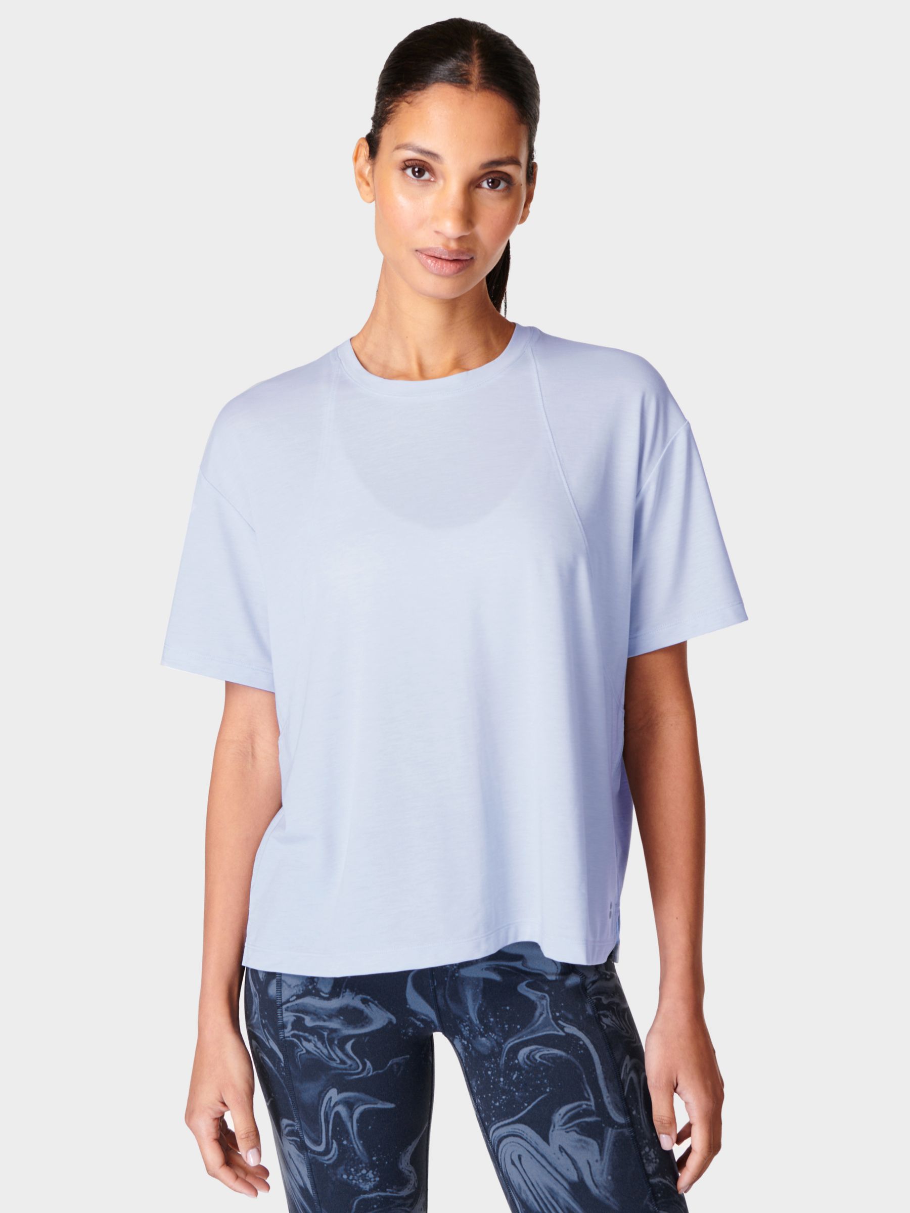 Sweaty Betty Soft Flow Studio T-Shirt, Salt Blue, S