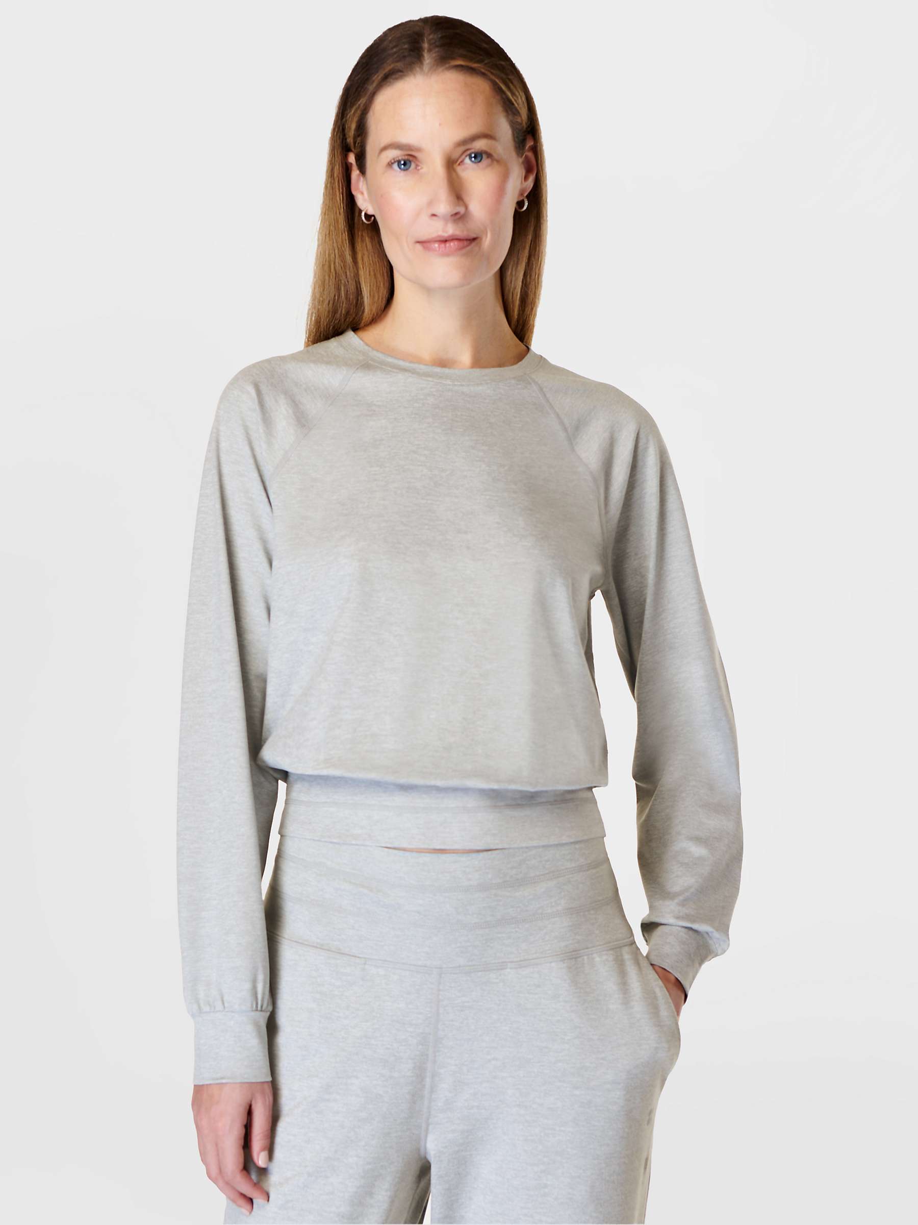 Buy Sweaty Betty Gaia Long Sleeve Top, Light Grey Marl Online at johnlewis.com