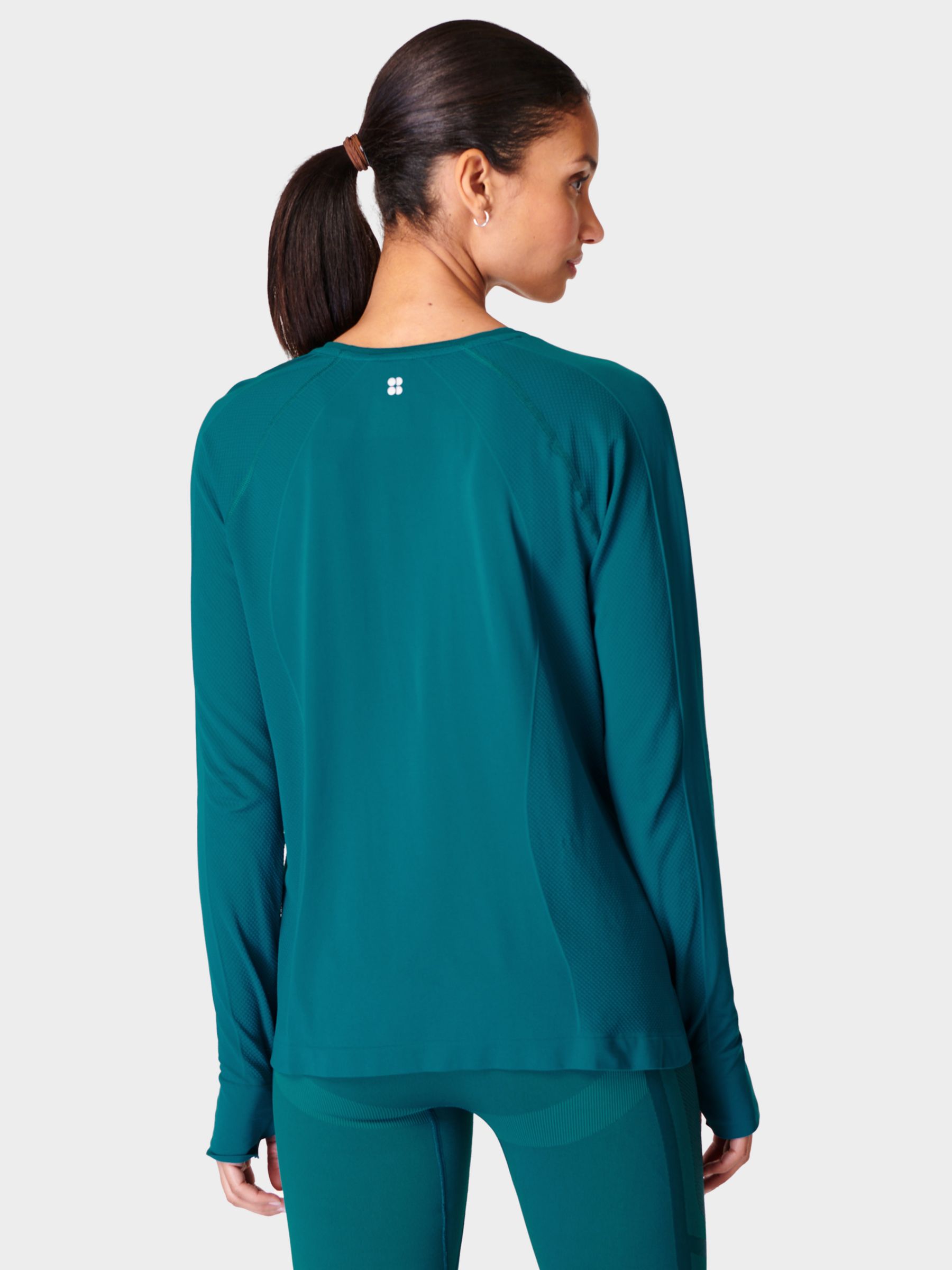 Sweaty Betty Athlete Seamless Featherweight Long Sleeve Top, Reef Teal Blue, XS-S