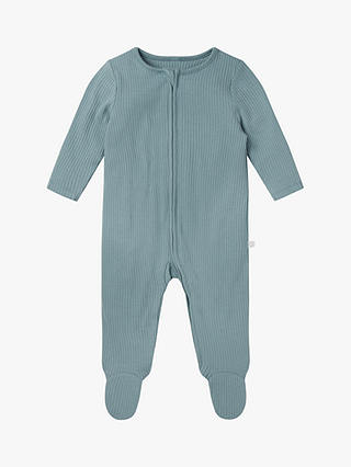 MORI Baby Clever Zip Ribbed Sleepsuit, Blue