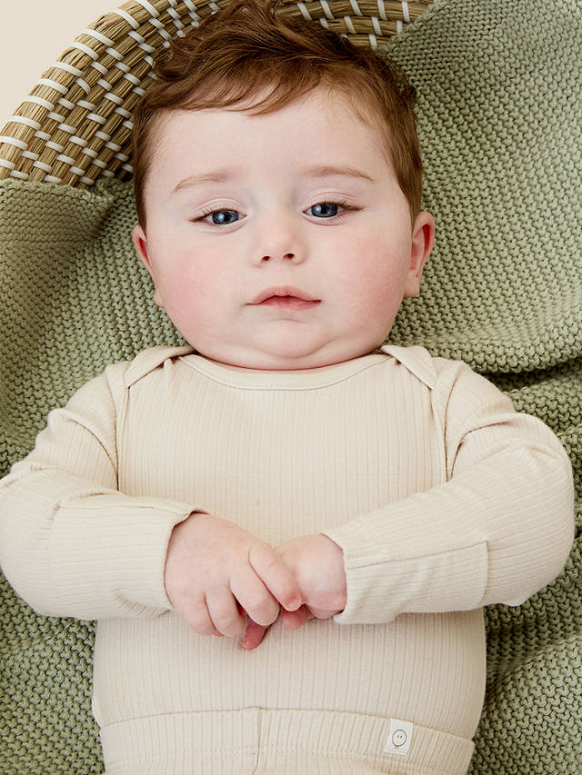 MORI Baby Ribbed Long Sleeve Bodysuit, Cream
