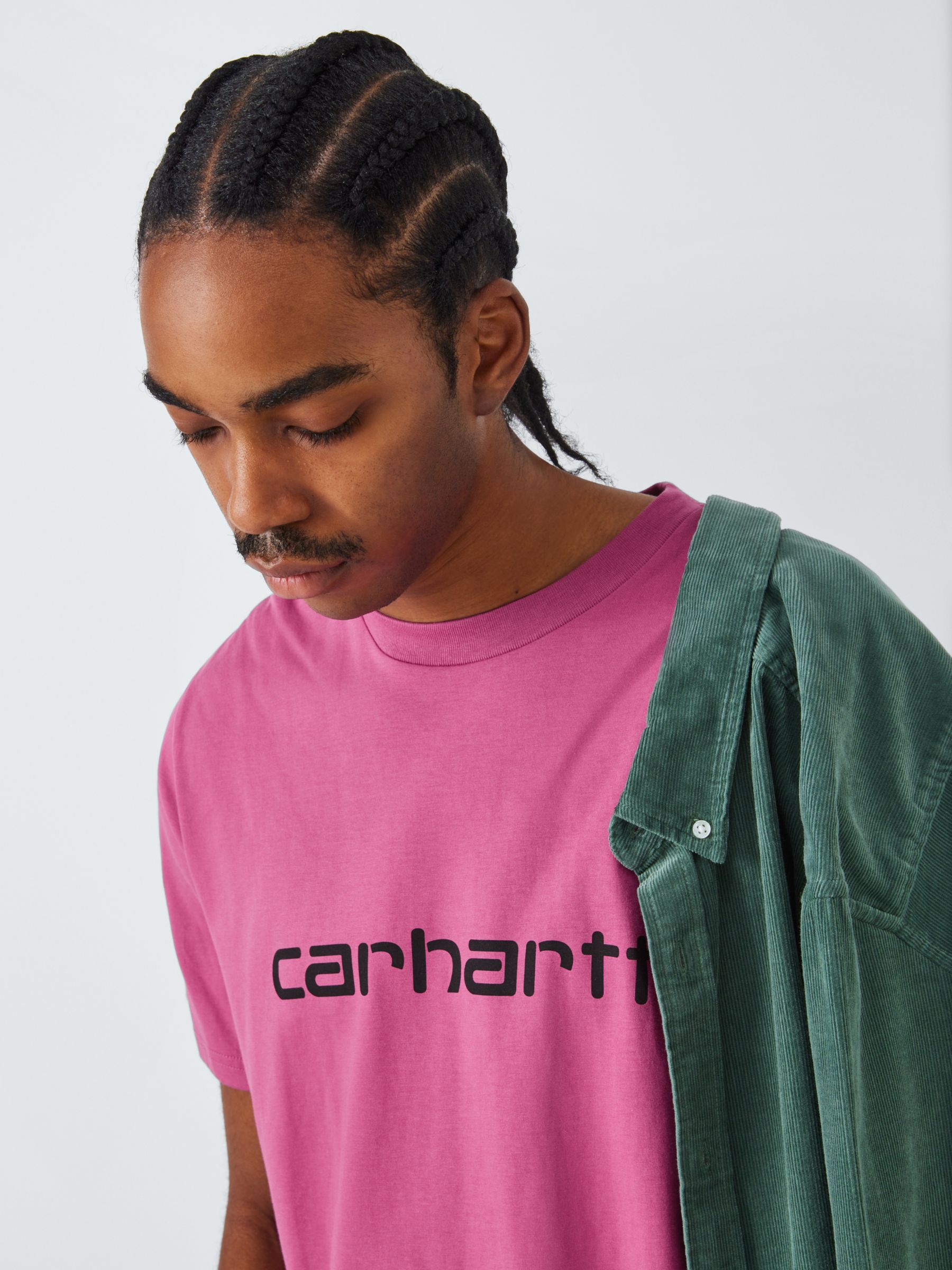 Buy Carhartt WIP Short Sleeve Script T-Shirt, Magenta/Black Online at johnlewis.com