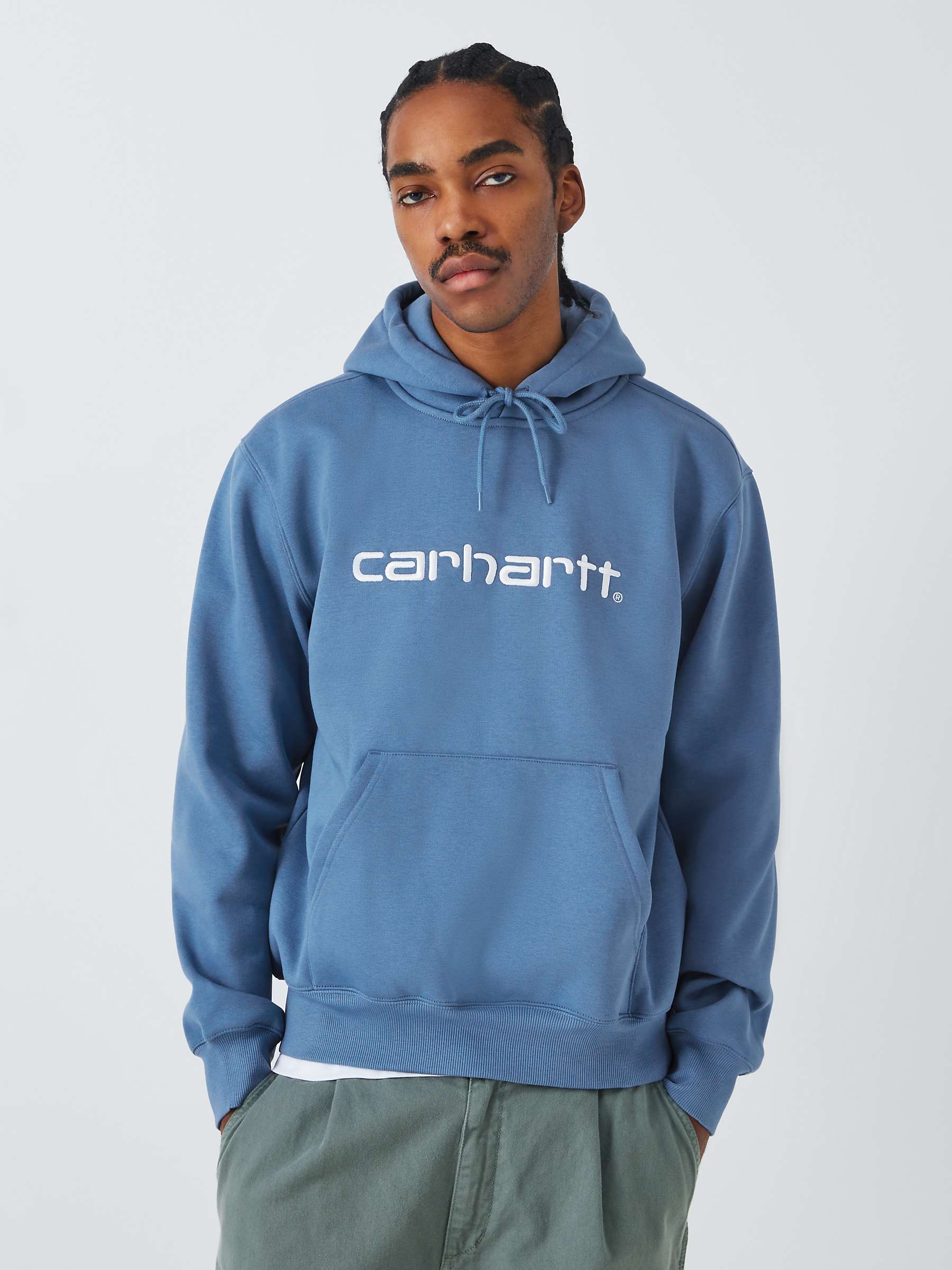 Buy Carhartt WIP Logo Hoodie, Sorrent/White Online at johnlewis.com