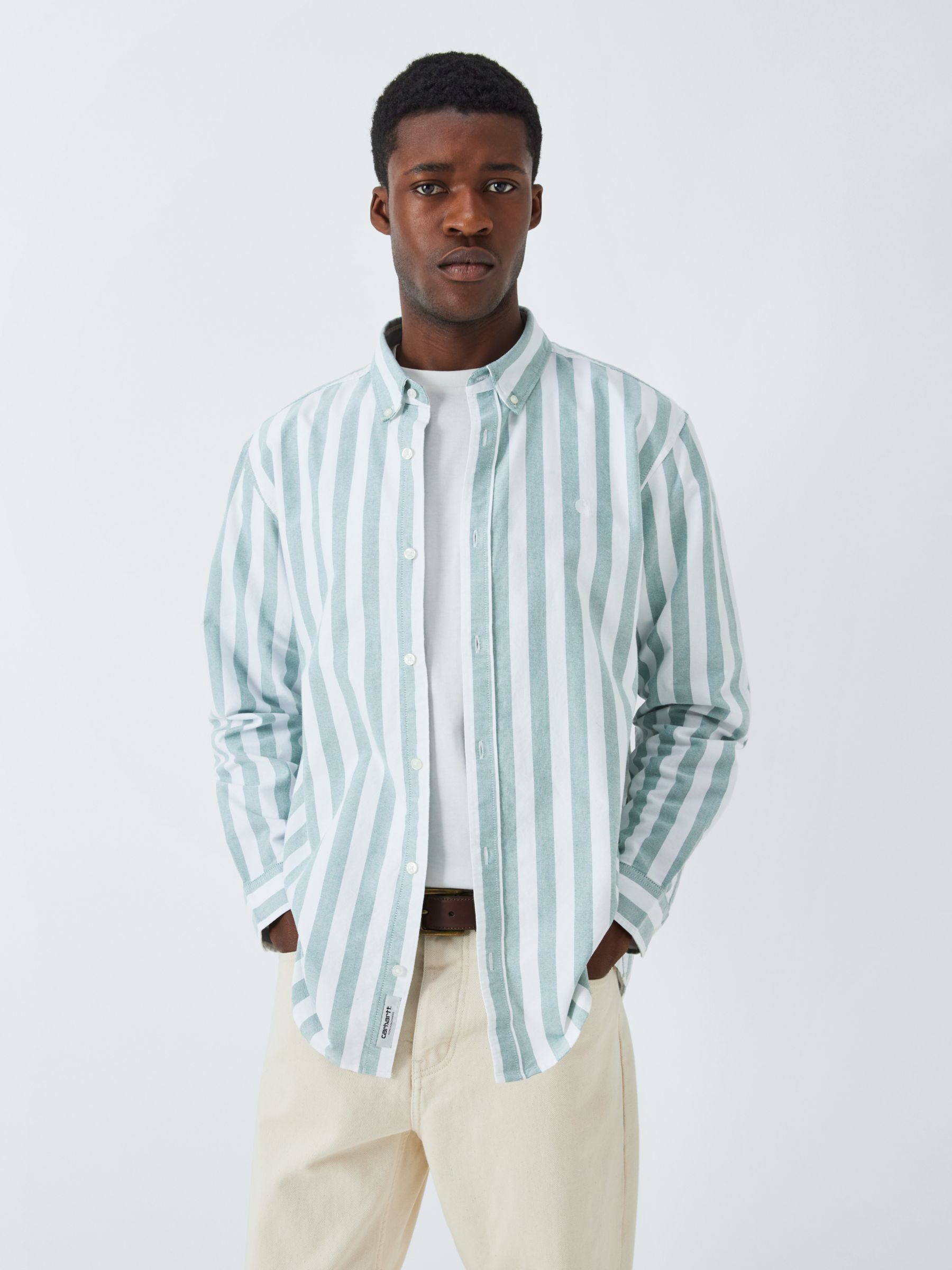 Carhartt WIP Long Sleeve Dillion Shirt, White/Grey, M
