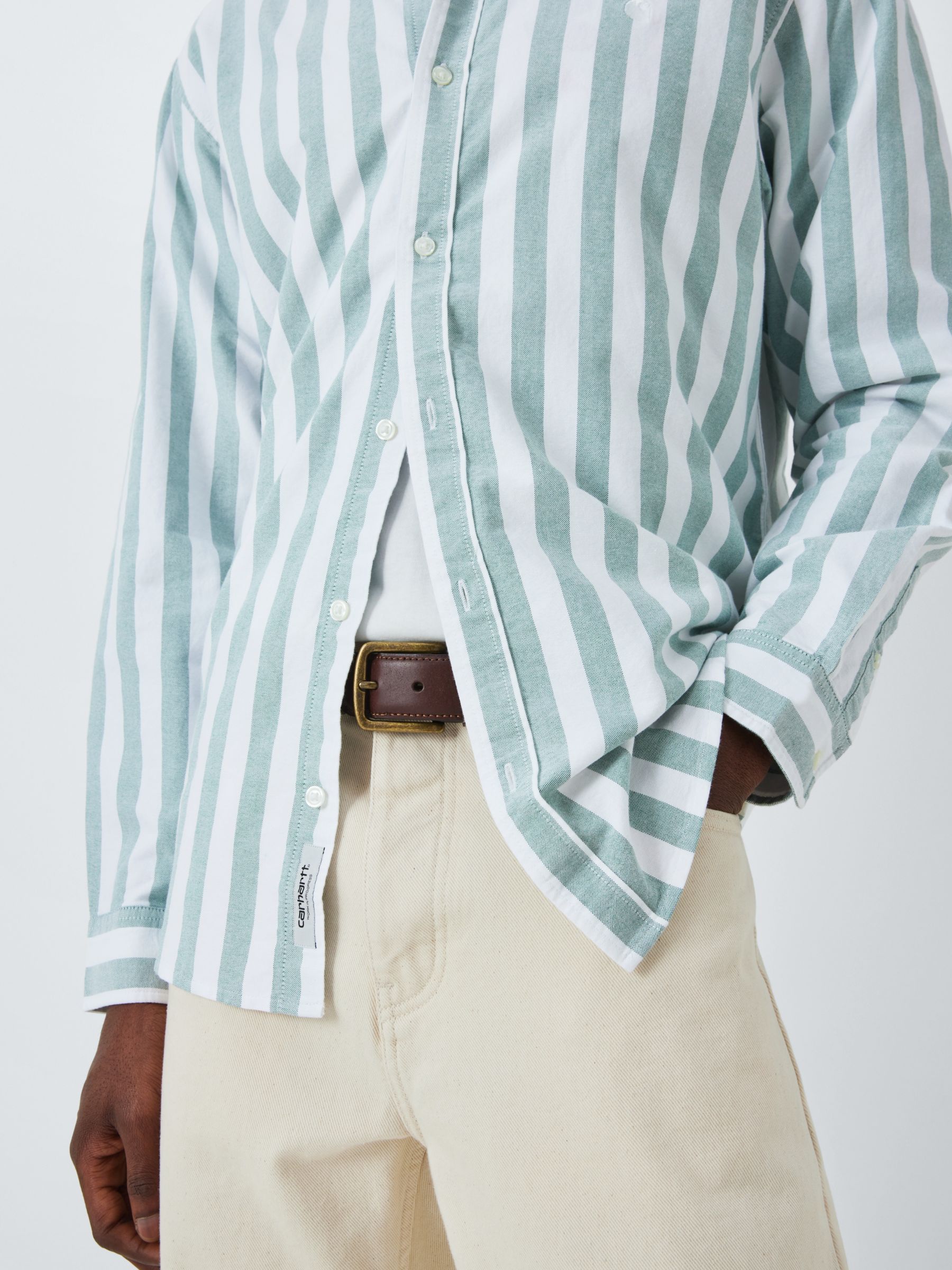 Carhartt WIP Long Sleeve Dillion Shirt, White/Grey, M