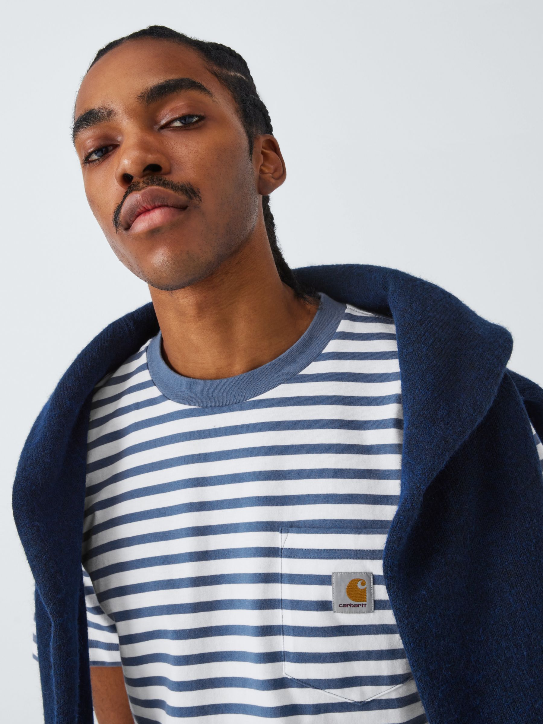 Carhartt WIP Seidler Striped T-Shirt, Blue/White, XL