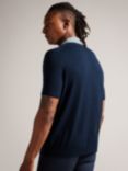 Ted Baker Arwik Wool Blend Contrast Collar Polo Shirt, Navy, Navy