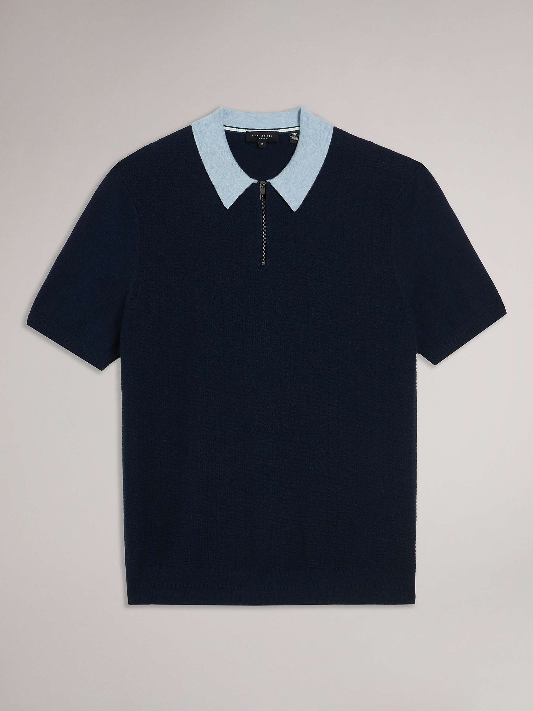 Buy Ted Baker Arwik Wool Blend Contrast Collar Polo Shirt, Navy Online at johnlewis.com
